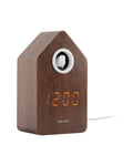 Karlsson wekker Cuckoo LED, donker hout fineer, schuin aanzicht