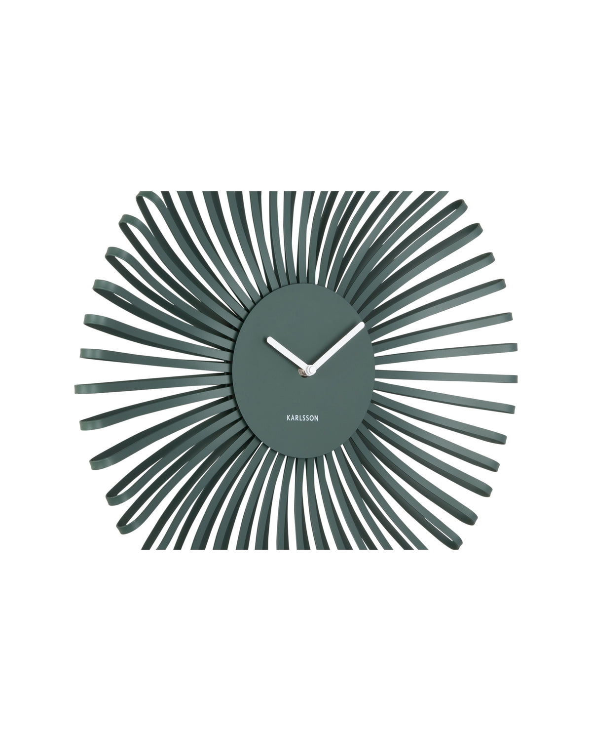 Karlsson wandklok Polo, groen, detail: wijzerplaat en staafjes