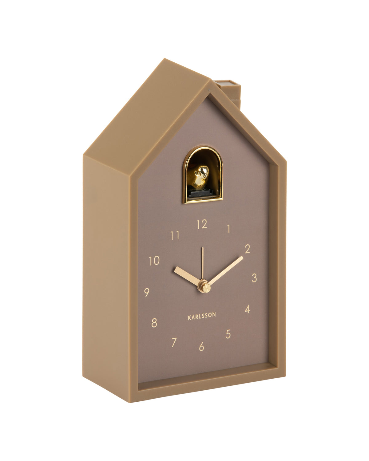Karlsson wekker Modern Cuckoo Oro, bruin, schuin aanzicht