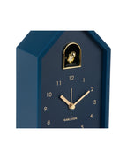 Karlsson wekker Modern Cuckoo Oro, blauw, detail: gouden vogeltje en wijzers