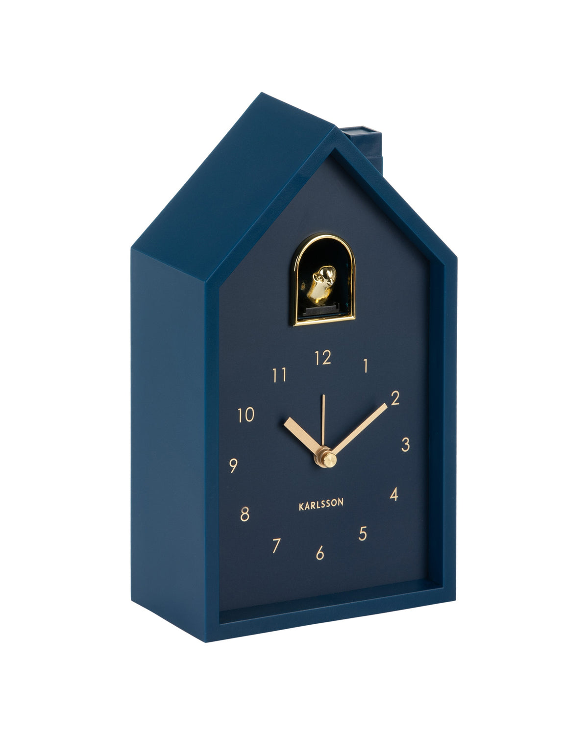 Karlsson wekker Modern Cuckoo Oro, blauw, schuin aanzicht