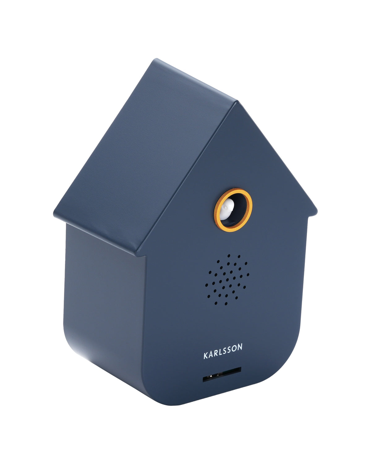 Karlsson vogelhuisje met geluid (soundbox) Modern Cuckoo, blauw, schuin vooraanzicht