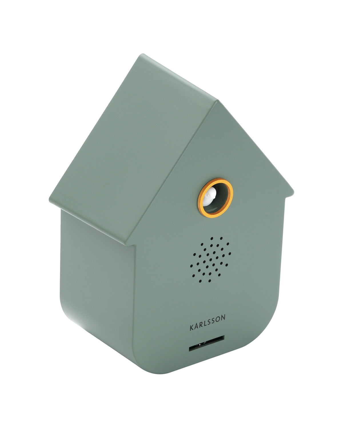 Karlsson vogelhuisje met geluid (soundbox) Modern Cuckoo, groen, schuin vooraanzicht