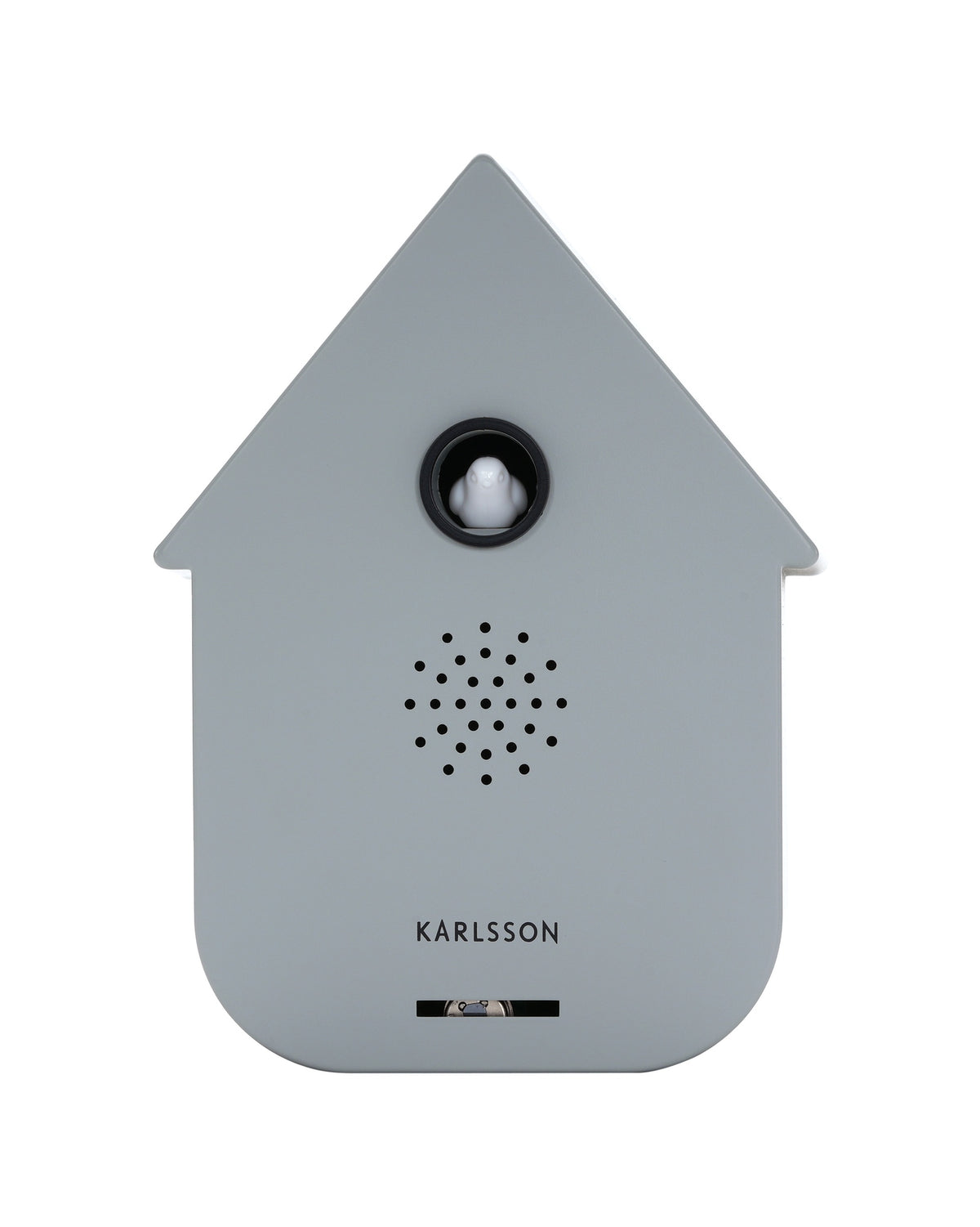 Karlsson vogelhuisje met geluid (soundbox) Modern Cuckoo, grijs, vooraanzicht