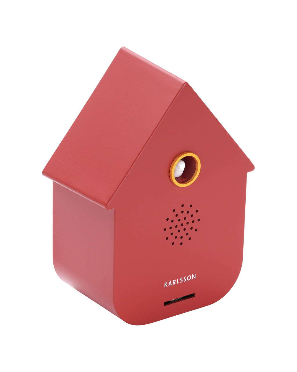 Karlsson vogelhuisje met geluid (soundbox) Modern Cuckoo, rood, schuin vooraanzicht