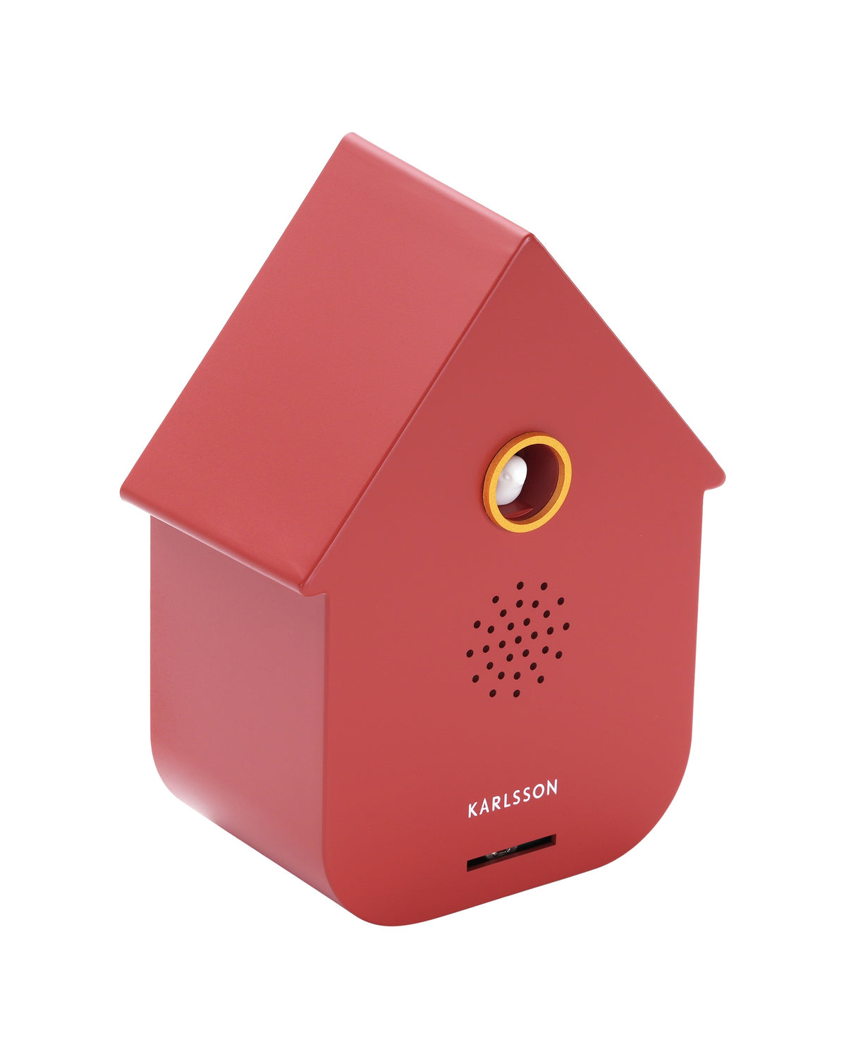 Karlsson vogelhuisje met geluid (soundbox) Modern Cuckoo, rood, schuin vooraanzicht