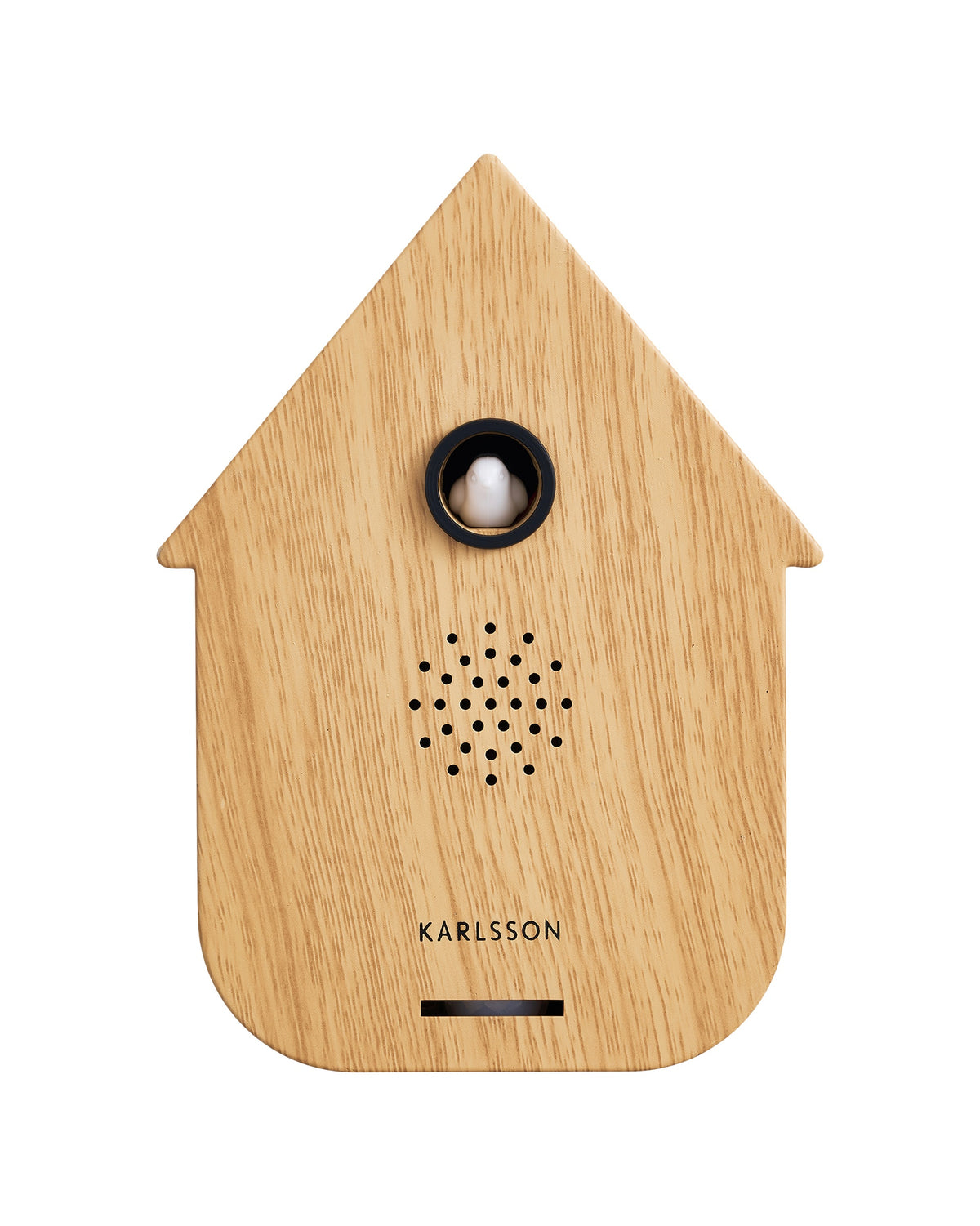 Karlsson vogelhuisje met geluid (soundbox) Modern Cuckoo, licht hout, vooraanzicht