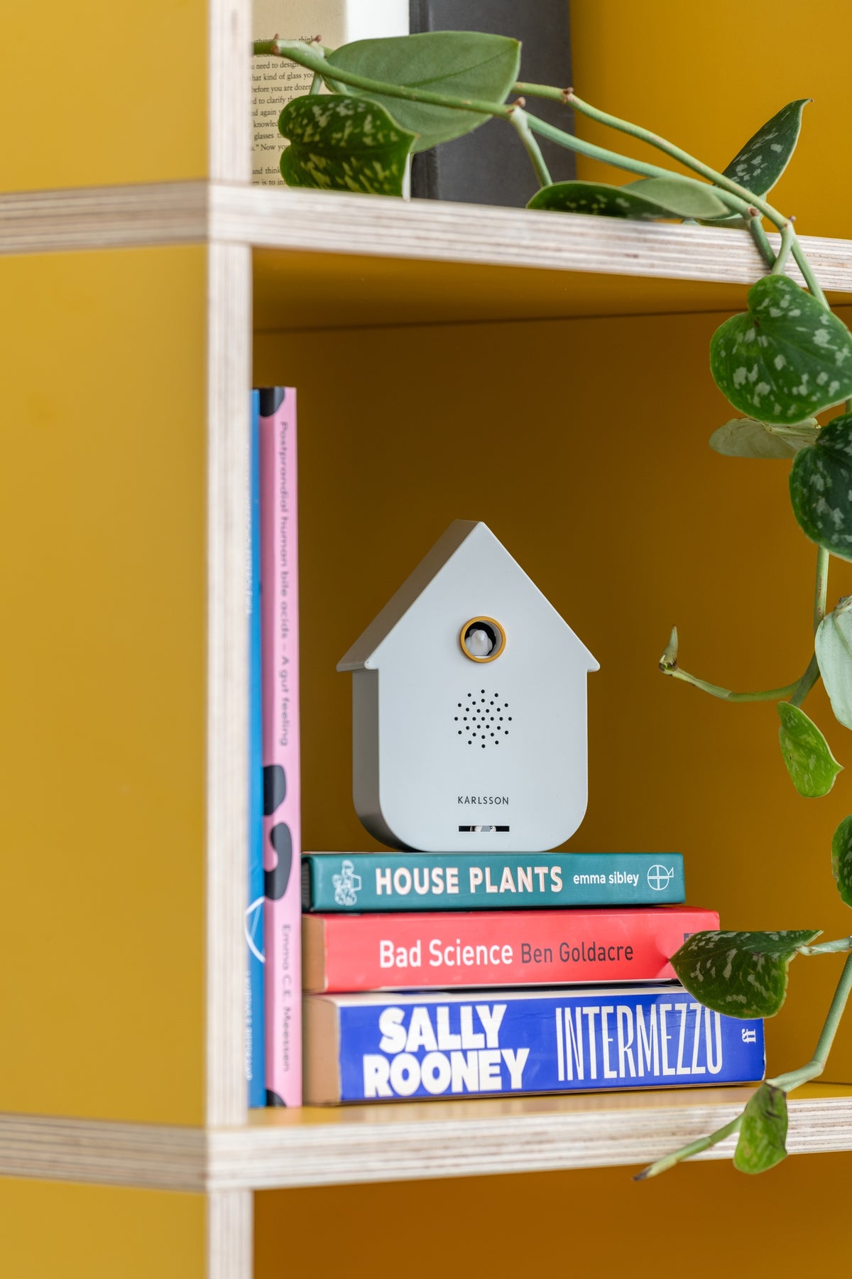 Karlsson Vogelhuisje met geluid Modern Cuckoo, wit, sfeerfoto in interieur