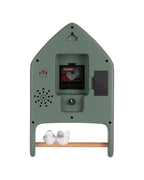 Karlsson wandklok Love Birds, jungle groen, achterkant met batterijvak en ophangoog