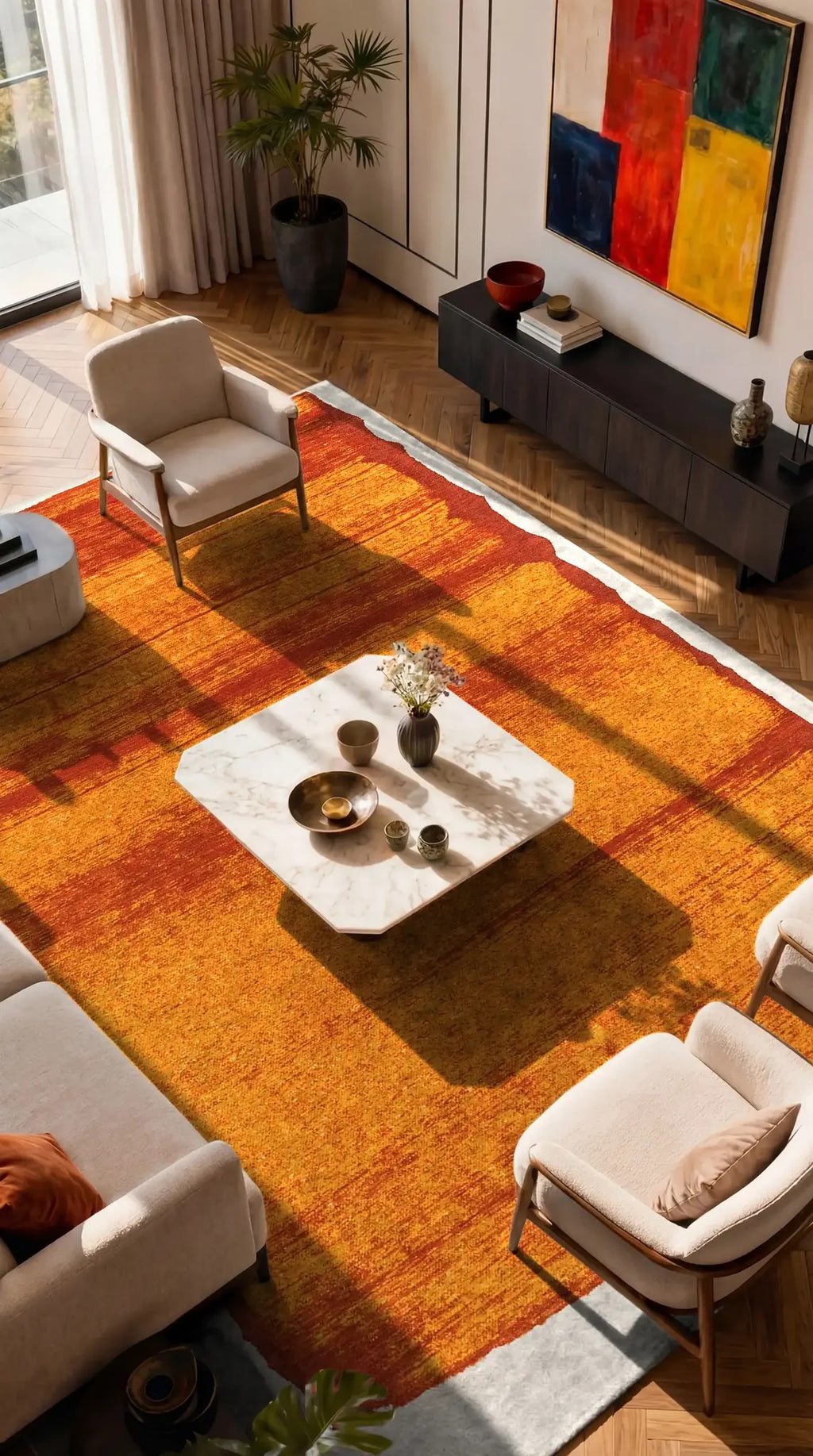 Louis de Poortere Craft Brush 2061 Orange vloerkleed in interieur