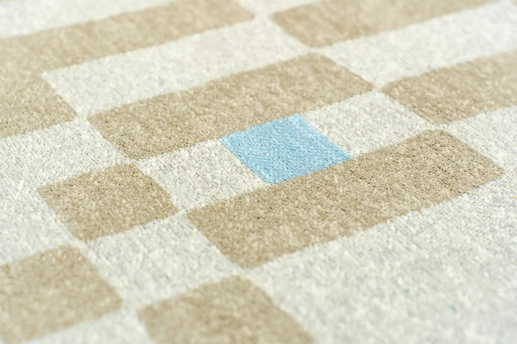 Close-up van het dessin van het Louis de Poortere Craft Chess 2075 Greyhound vloerkleed