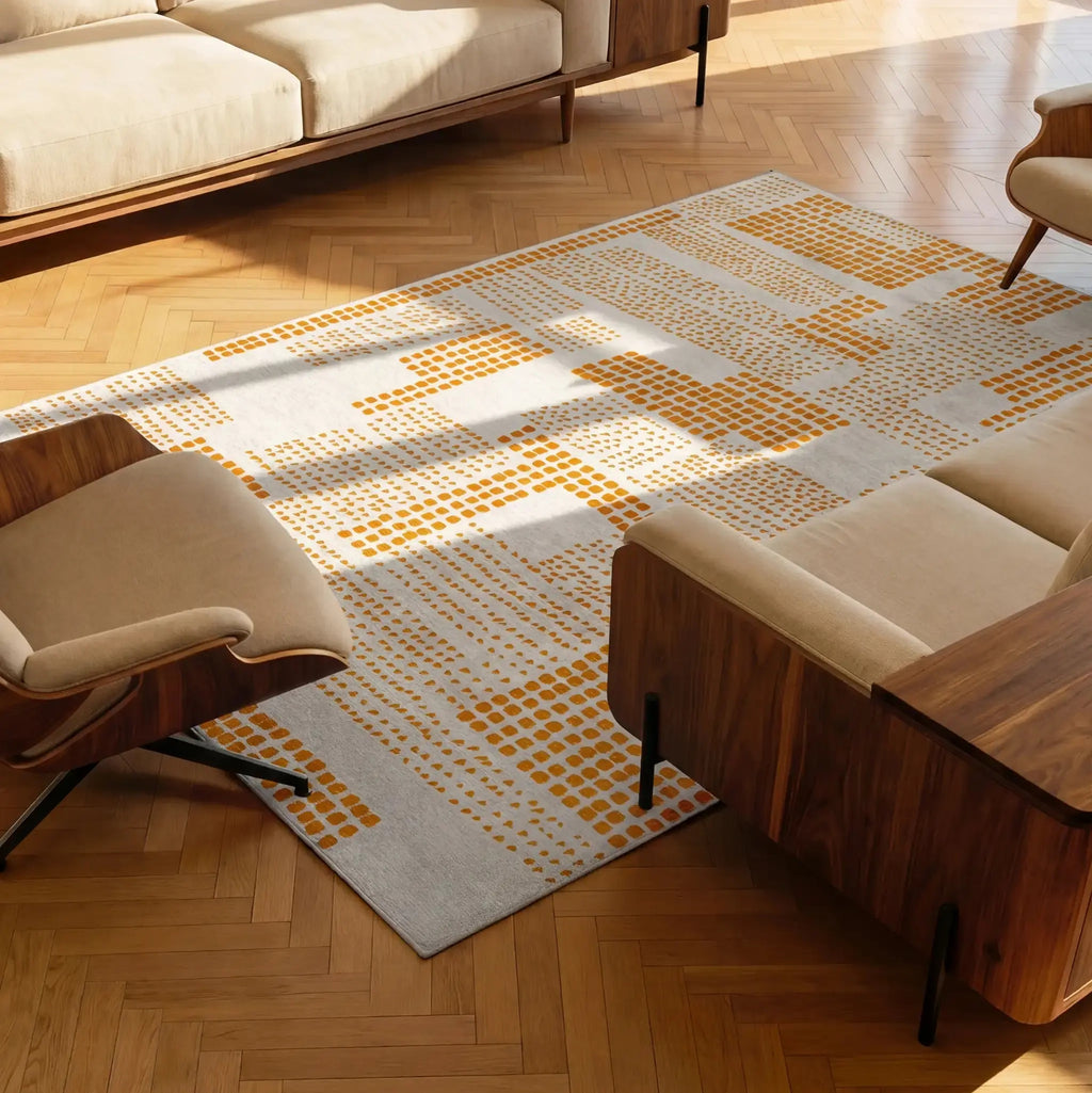 Louis de Poortere Craft Zen Garden 2077 Pomelo vloerkleed in interieur
