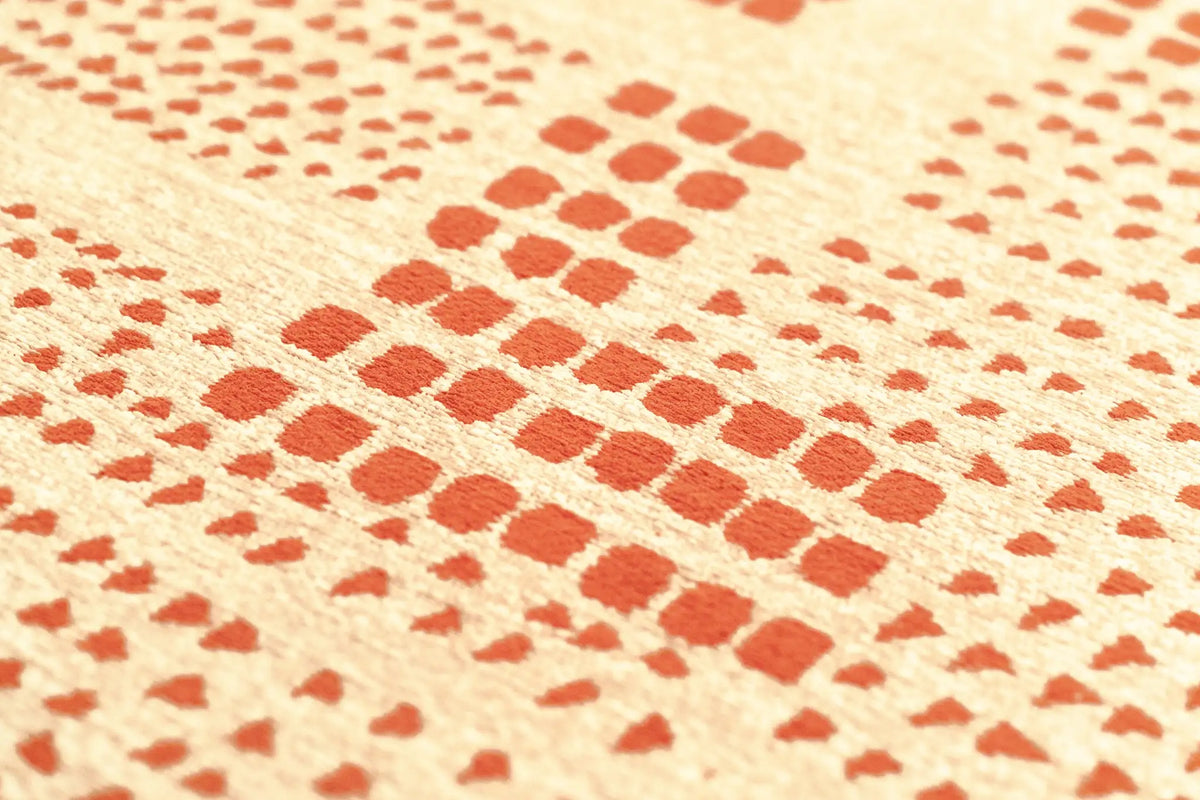 Close-up van het dessin van het Louis de Poortere Craft Zen Garden 2078 Grenadine vloerkleed