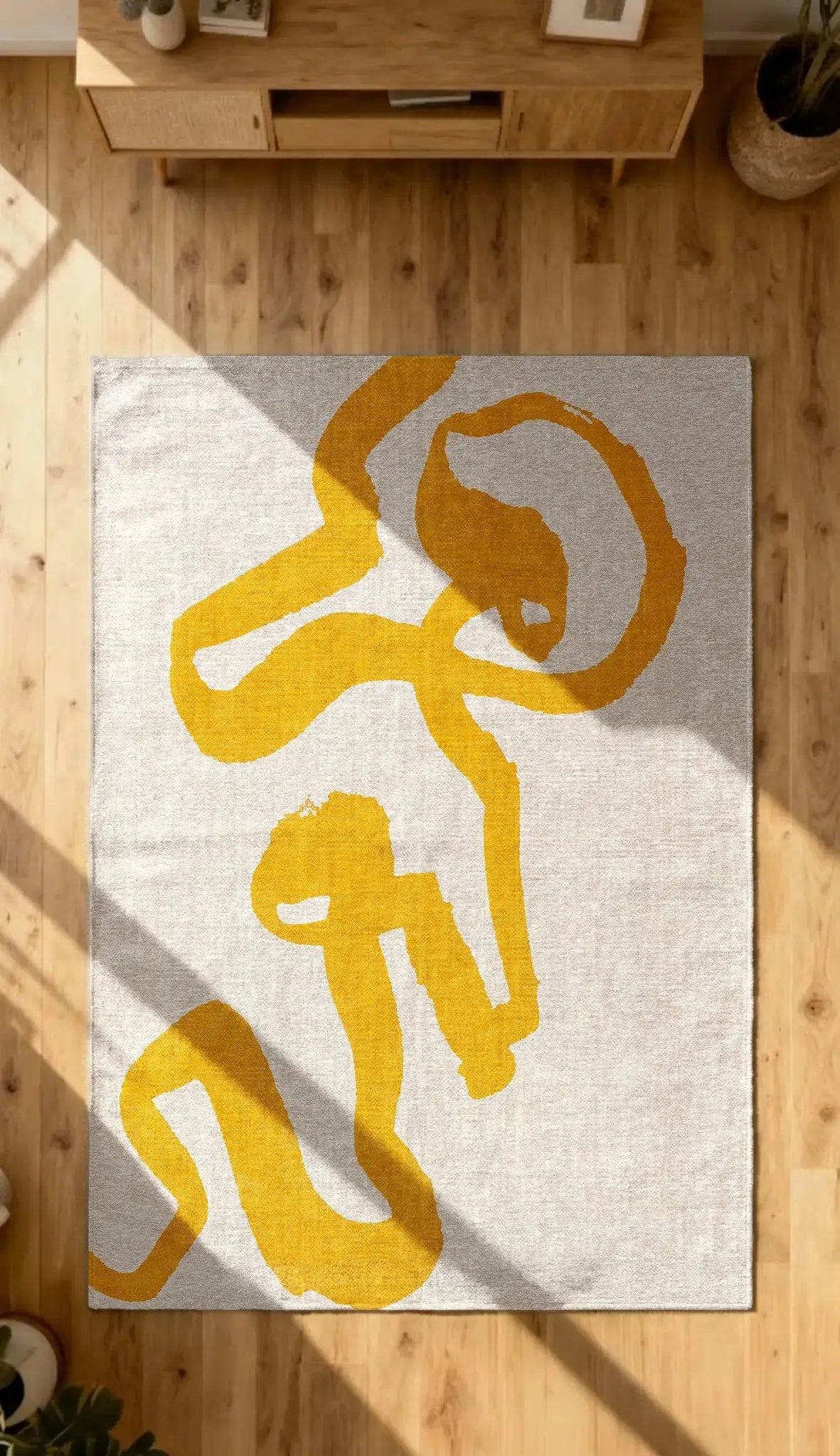 Louis de Poortere Craft Ribbon 2084 Pure Yellow vloerkleed in interieur