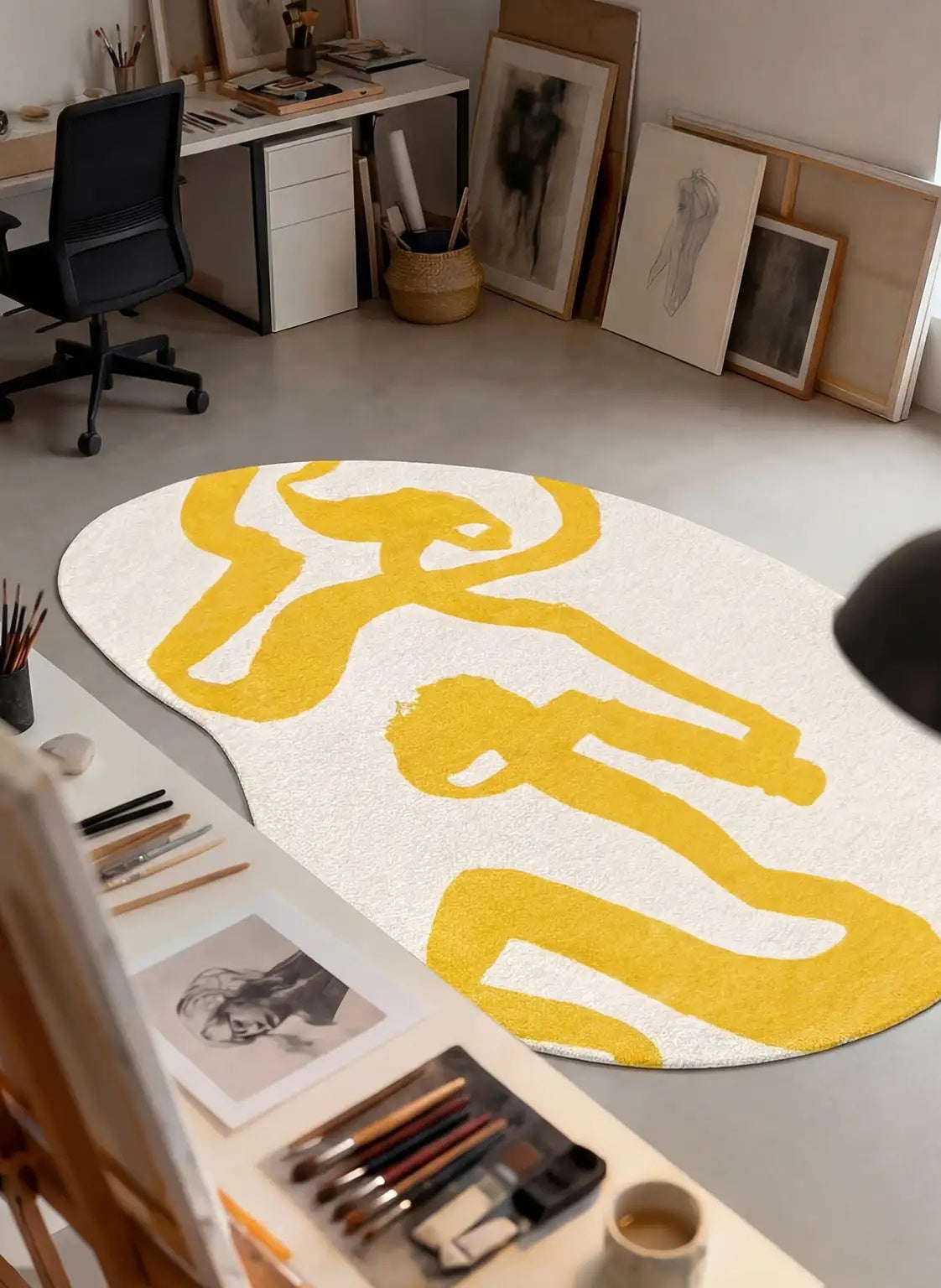 Louis de Poortere Craft Ribbon 2084 Pure Yellow vloerkleed in interieur