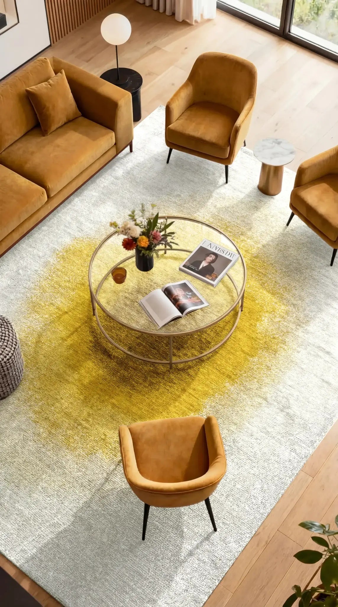 Louis de Poortere Meditation Drop 2100 Gold Moss vloerkleed in interieur