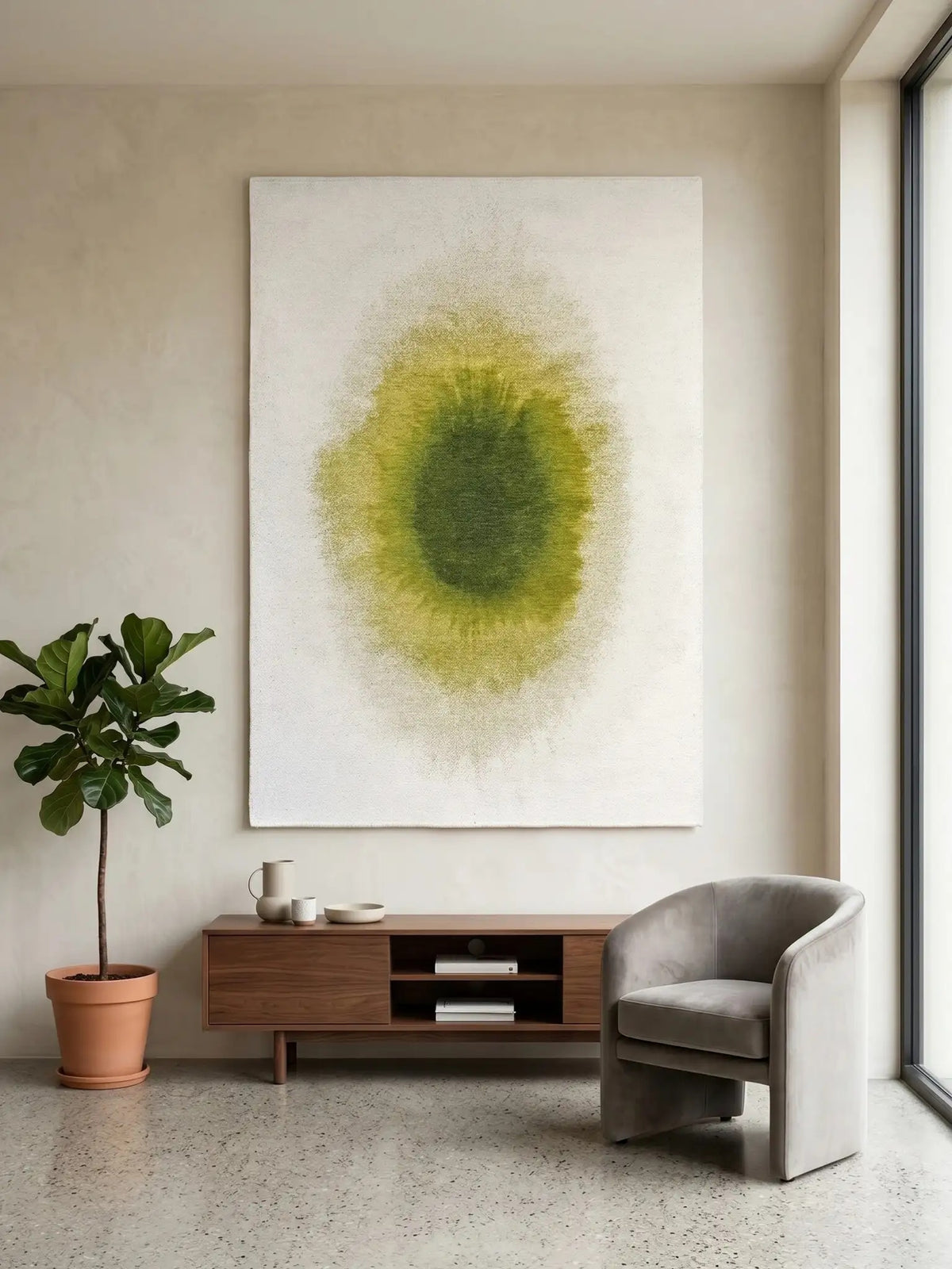Louis de Poortere Meditation Drop 2105 Green Pepper vloerkleed in interieur