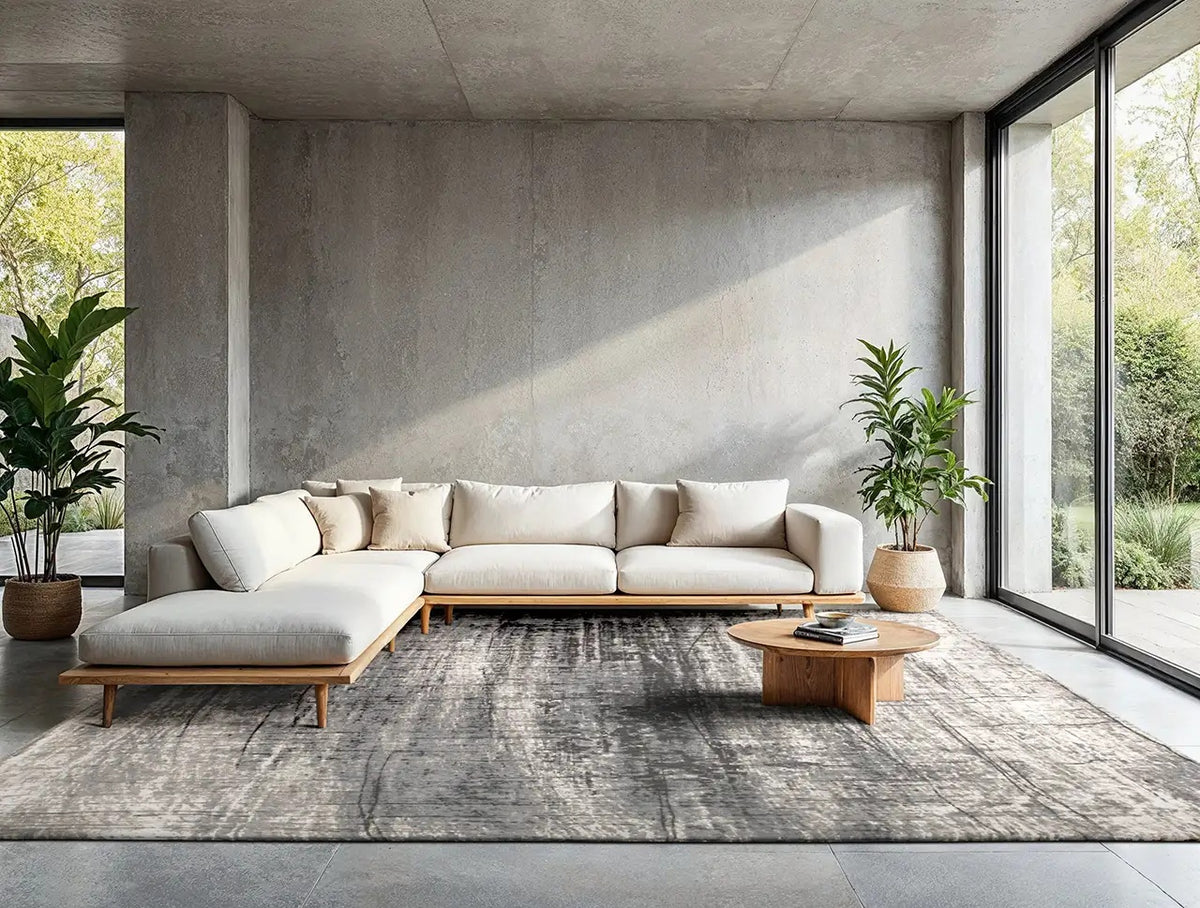 Louis de Poortere Mad Men Griff 8420 Jersey Stone vloerkleed in interieur