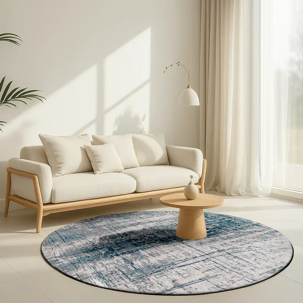 Louis de Poortere Mad Men Griff 8421 Bronx Azurite vloerkleed in interieur