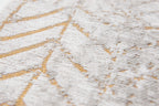 Close-up van het dessin van het Louis de Poortere Mad Men Jacob's Ladder 8928 Central Yellow vloerkleed
