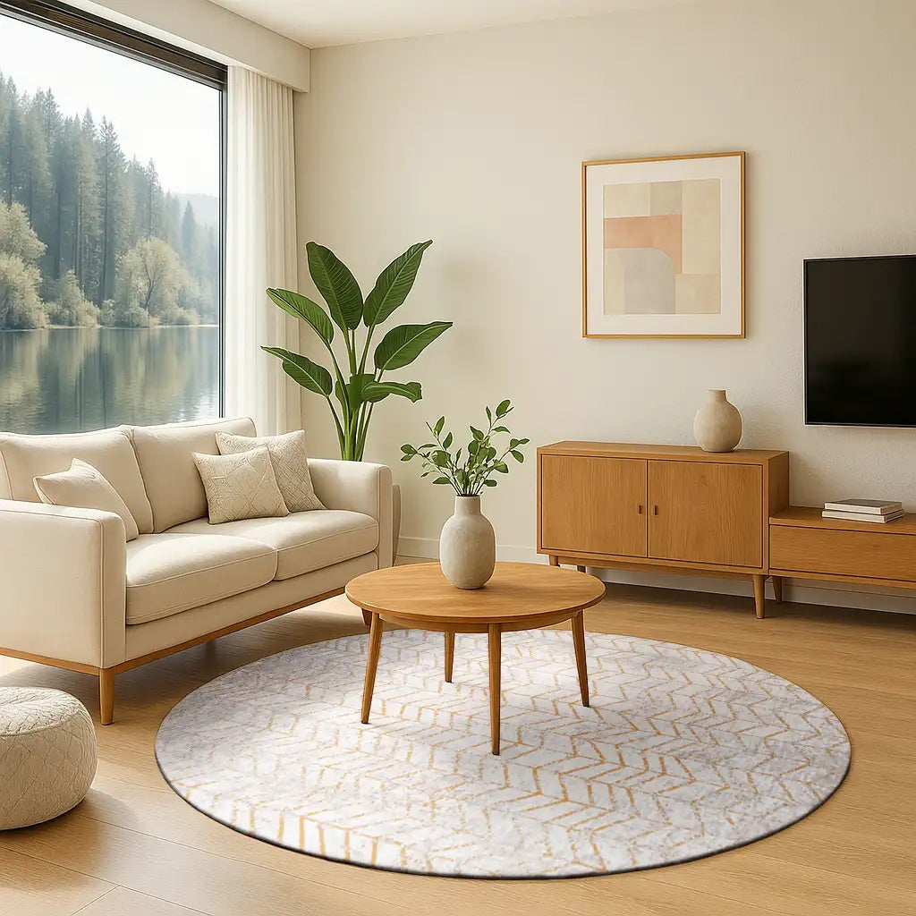 Louis de Poortere Mad Men Jacob's Ladder 8928 Central Yellow vloerkleed in interieur