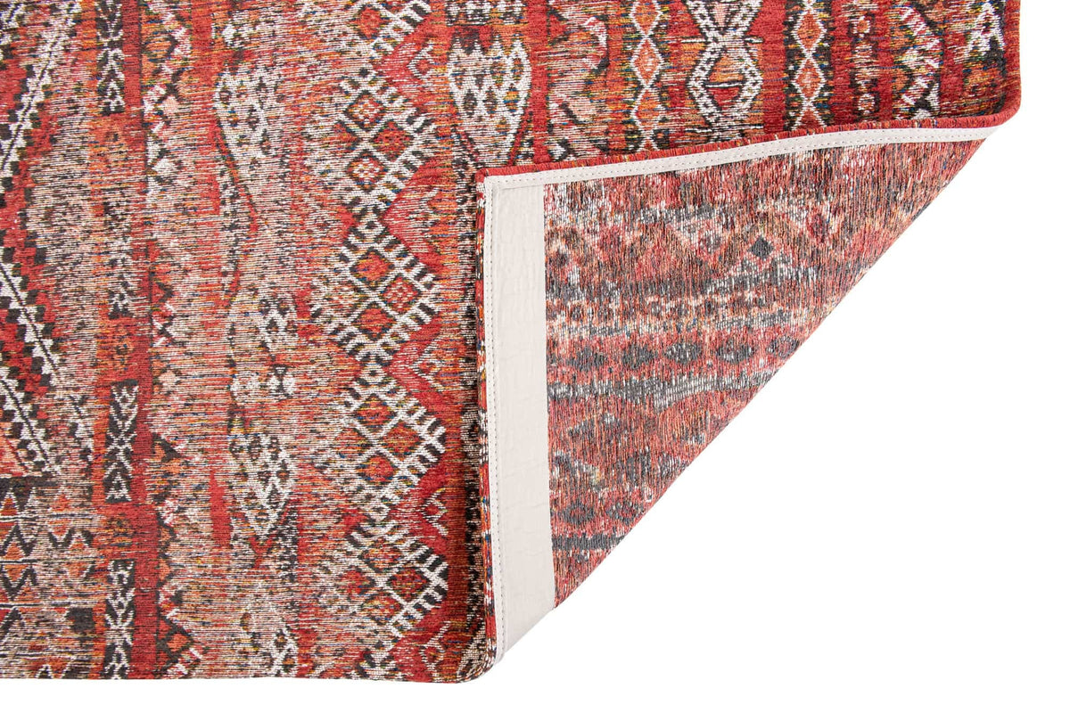 Achterkant van het Louis de Poortere Antiquarian Kilim 9115 Fez Red vloerkleed