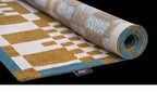 Louis de Poortere Craft Chess 9338 Honey vloerkleed met een plooi, dun en soepel