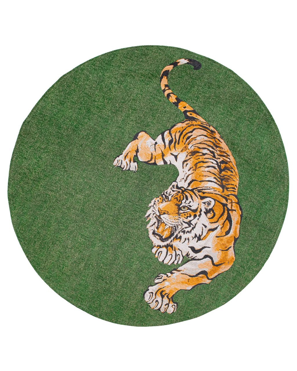 Louis de Poortere Pop Tiger 9388 Green On Fire vloerkleed in ronde maat