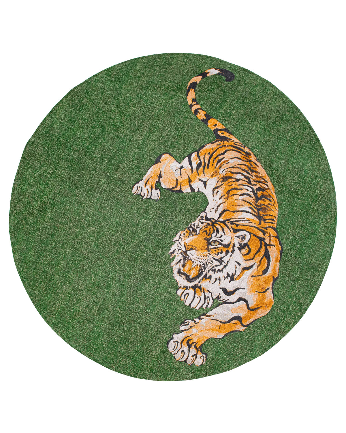Louis de Poortere Pop Tiger 9388 Green On Fire vloerkleed in ronde maat