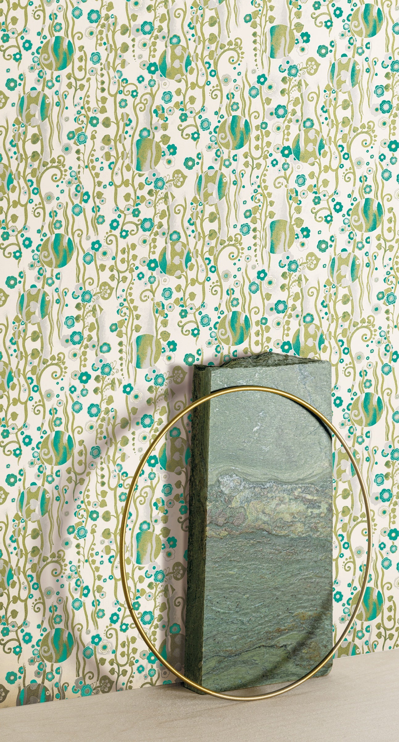 Masureel behang Mildred Aqua in interieur