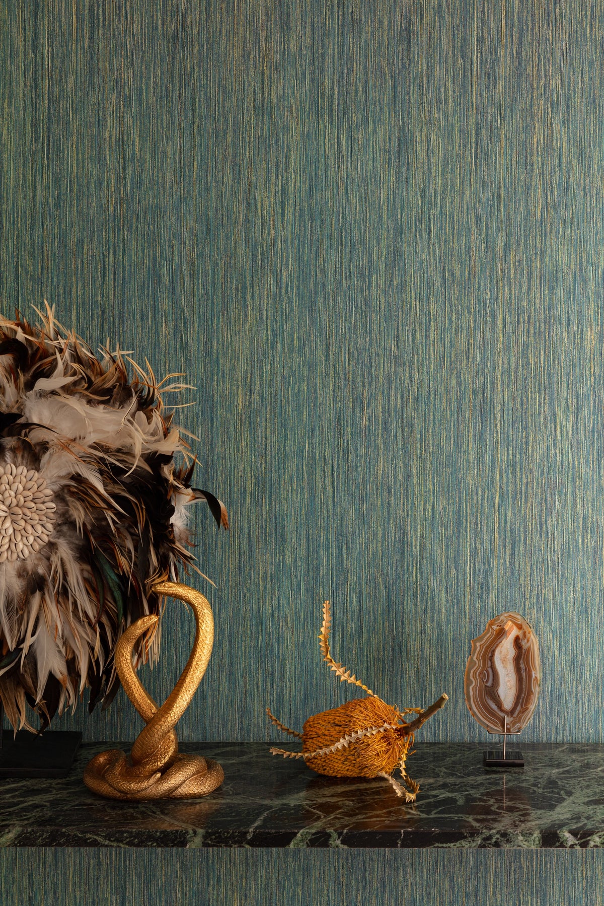 Masureel behang Barque Peacock in interieur
