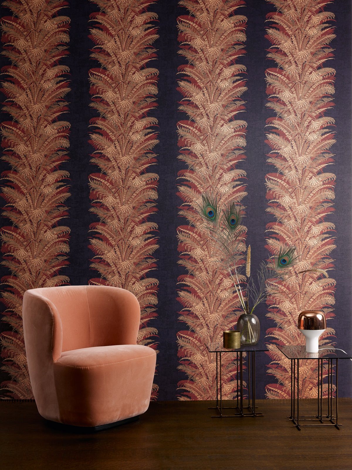 Masureel behang Verdura Burgundy in interieur