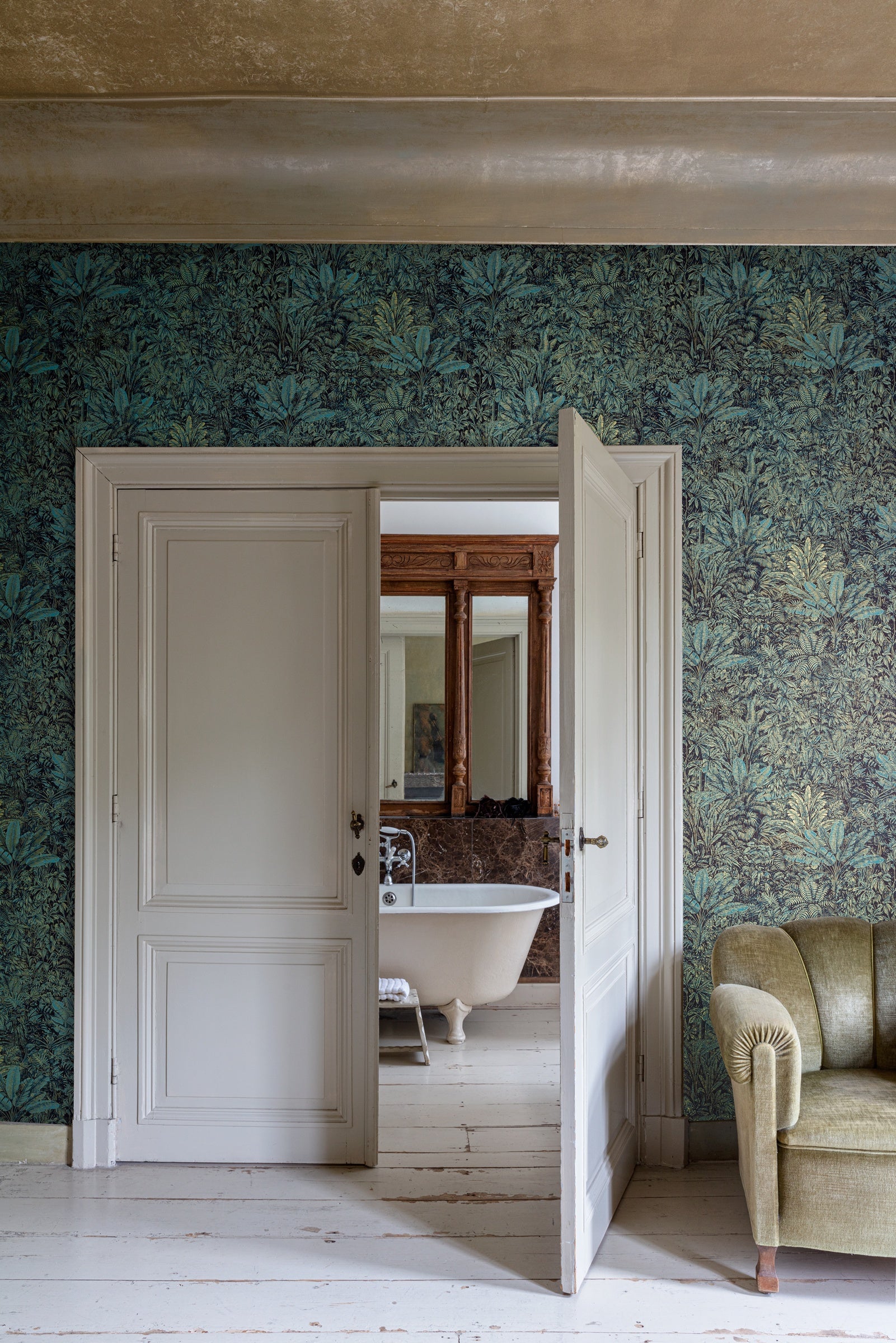 Masureel behang Sauvage Aqua in interieur