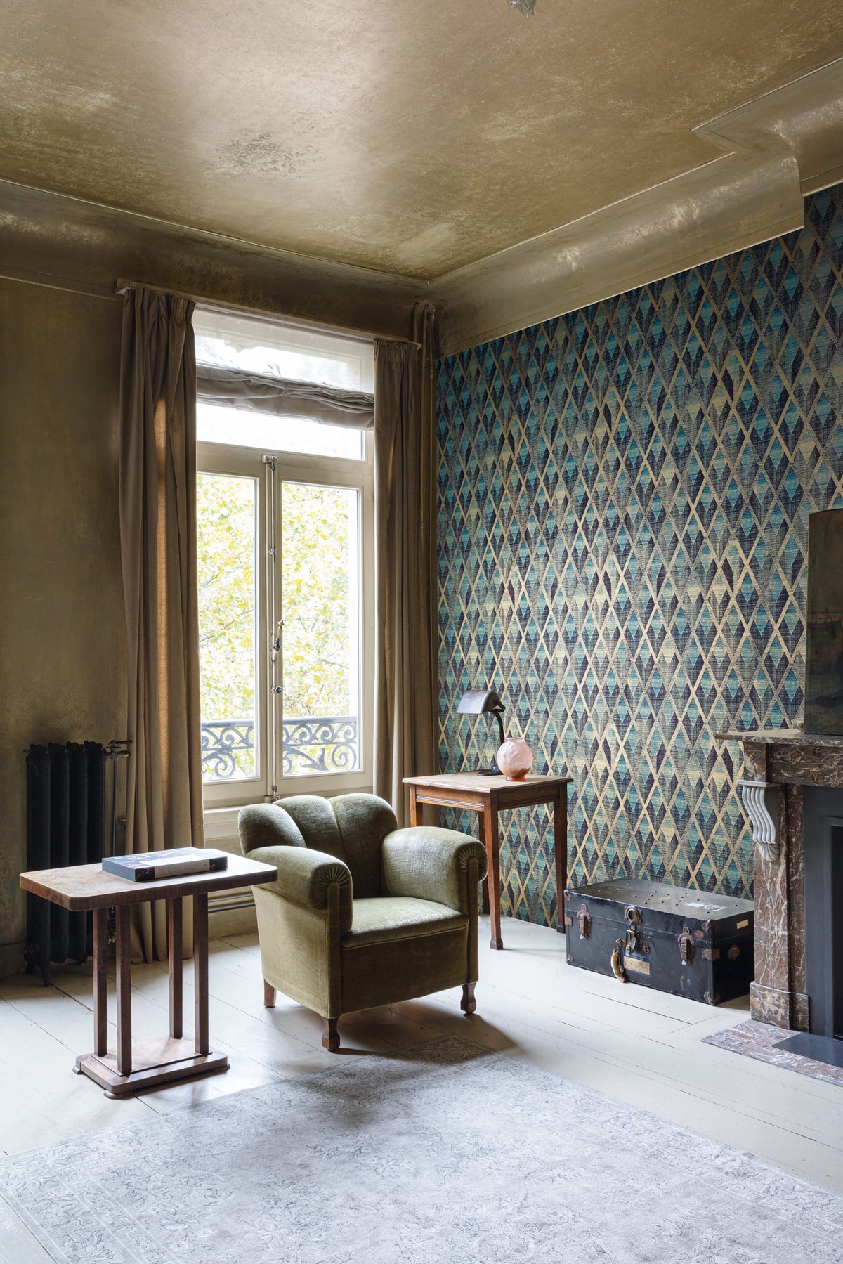 Masureel behang Facet Aqua in interieur