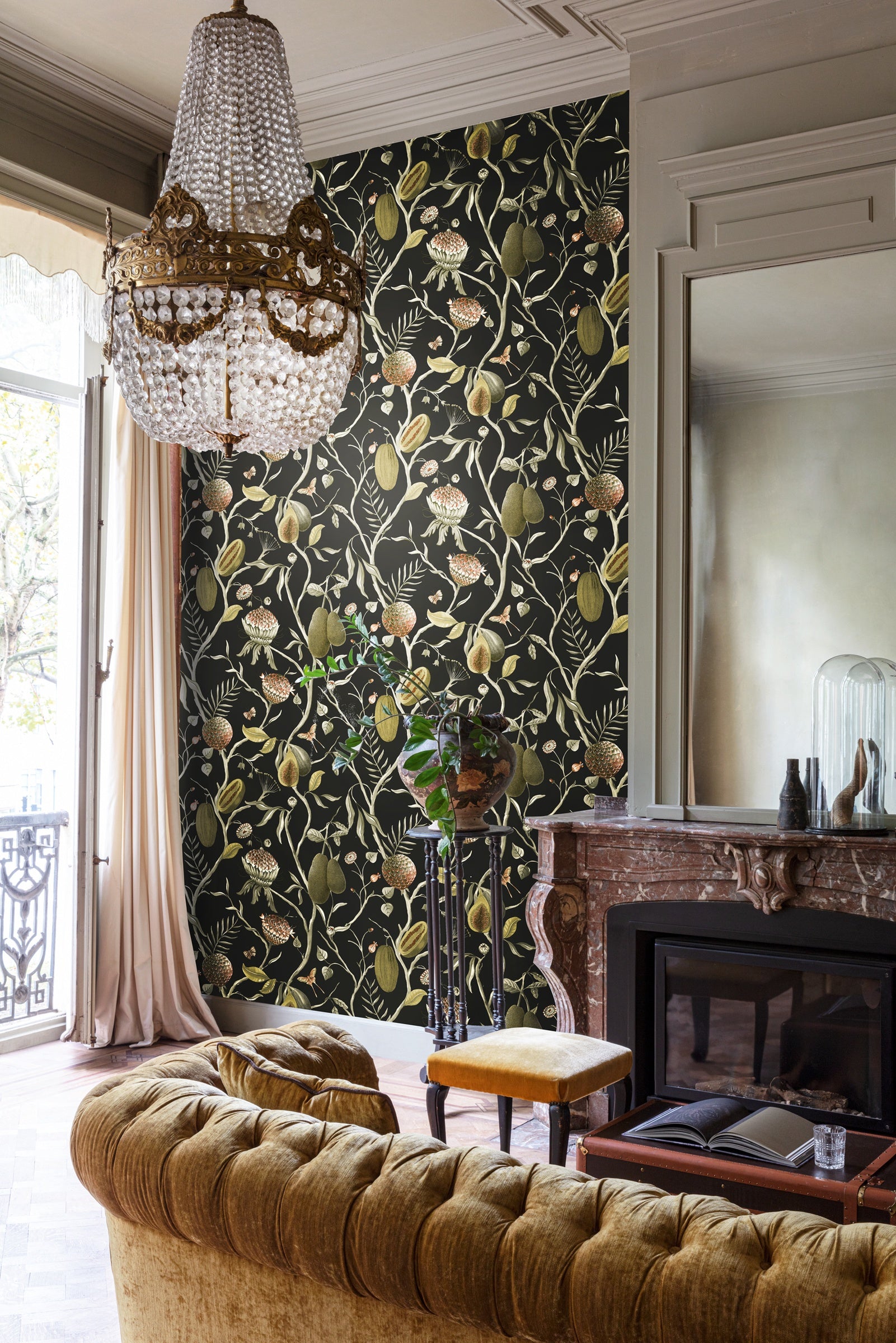 Masureel behang Papaya Kombou in interieur