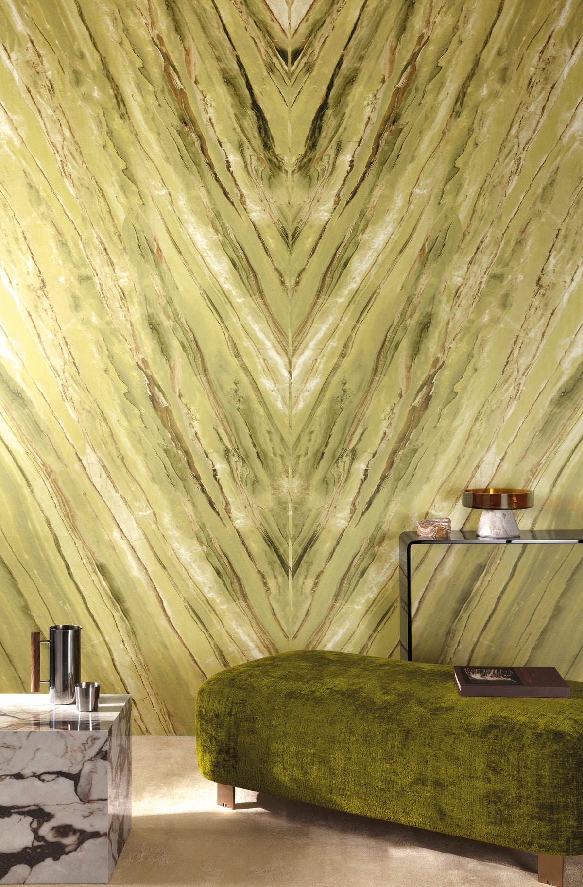 Masureel behang Orobico Olive in interieur