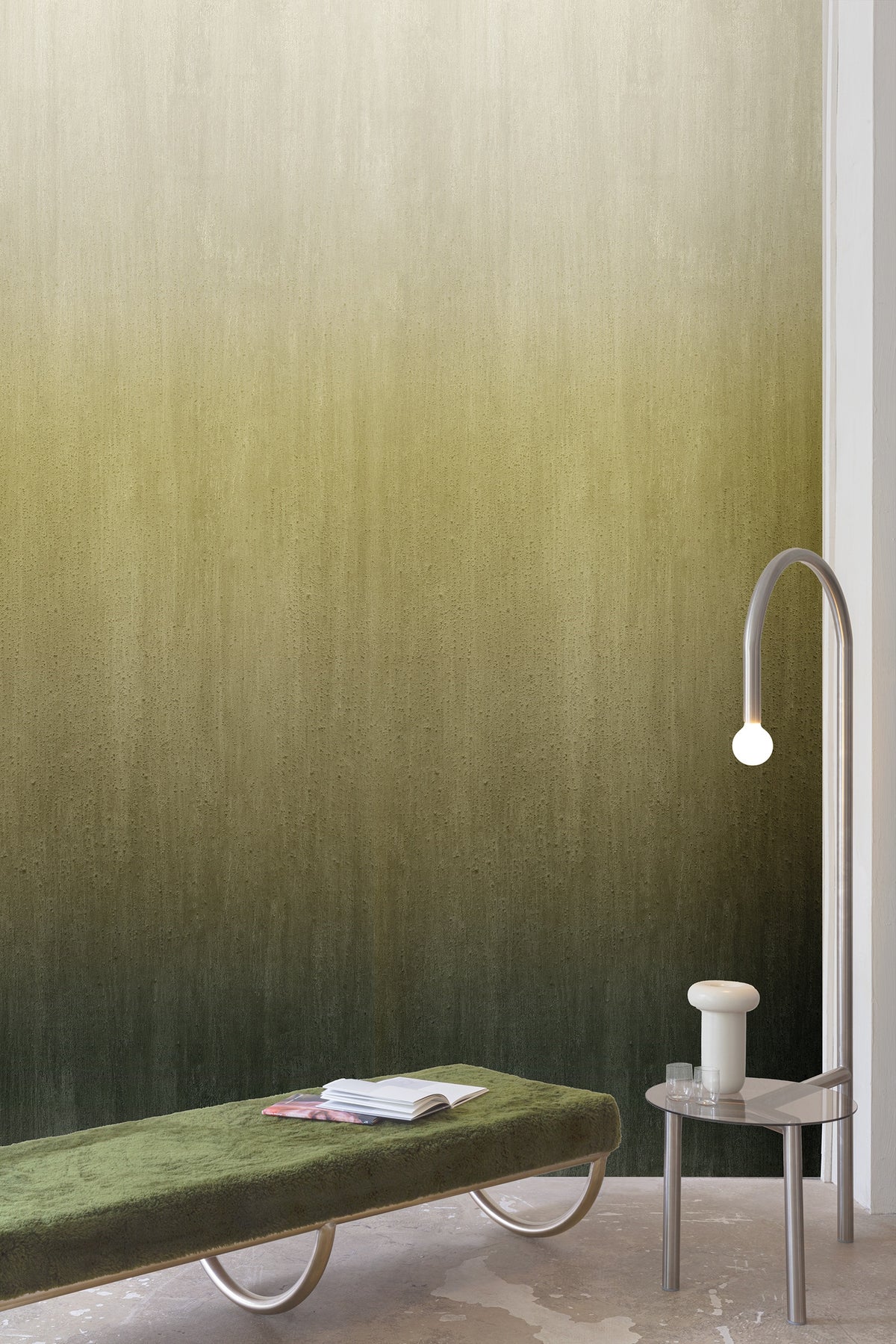 Masureel behang Cinera Olive in interieur