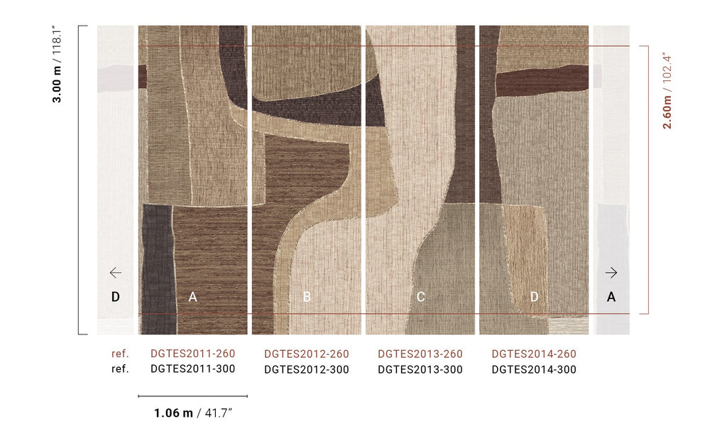 Masureel behang Boro Earth, indeling van de panelen