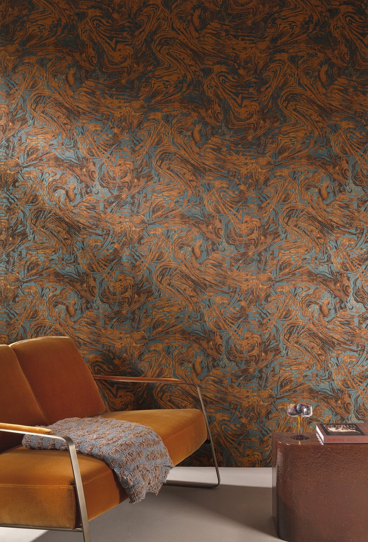 Masureel behang Ebru Rust in interieur