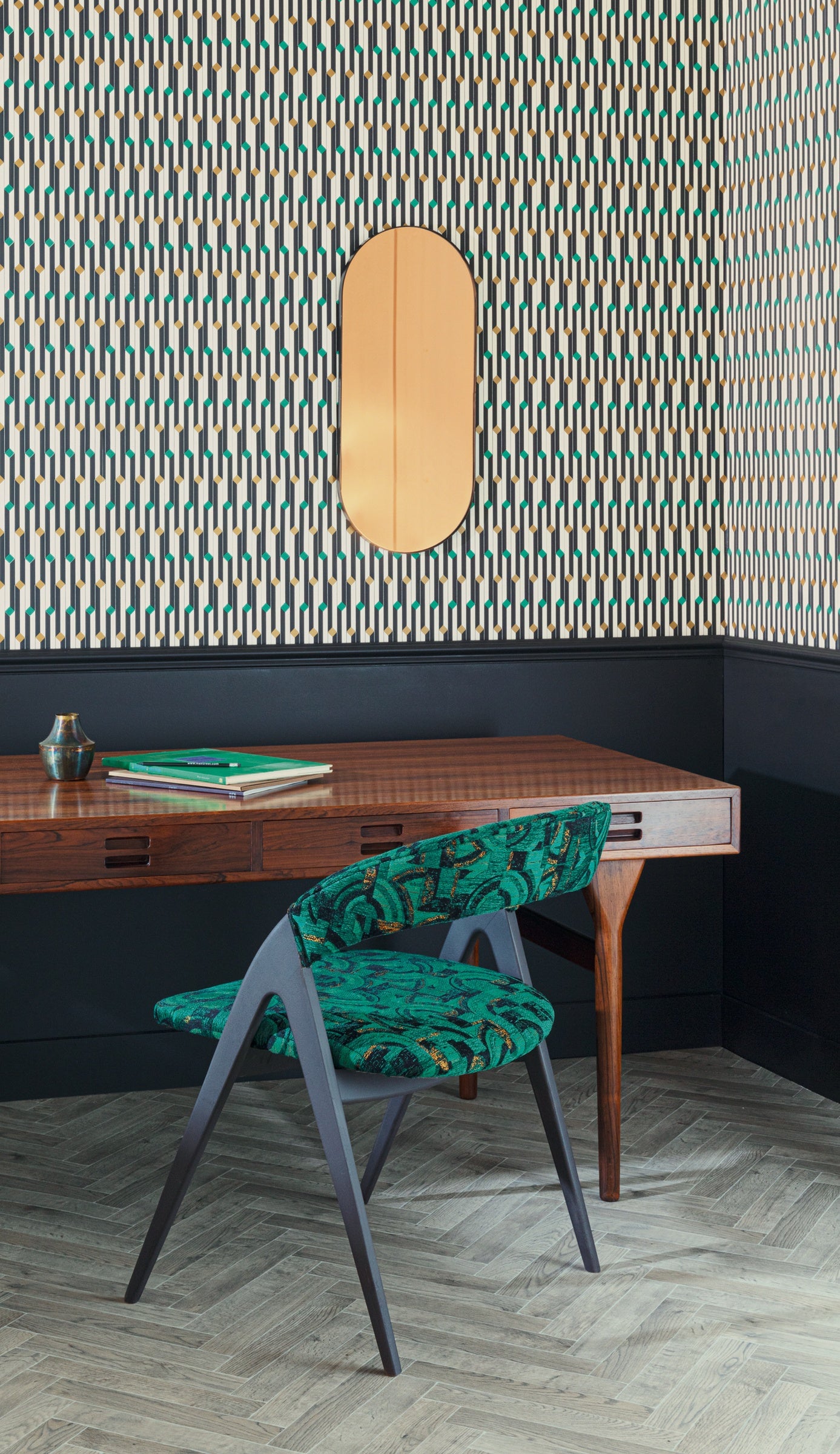 Masureel behang Suzanne Emerald in interieur