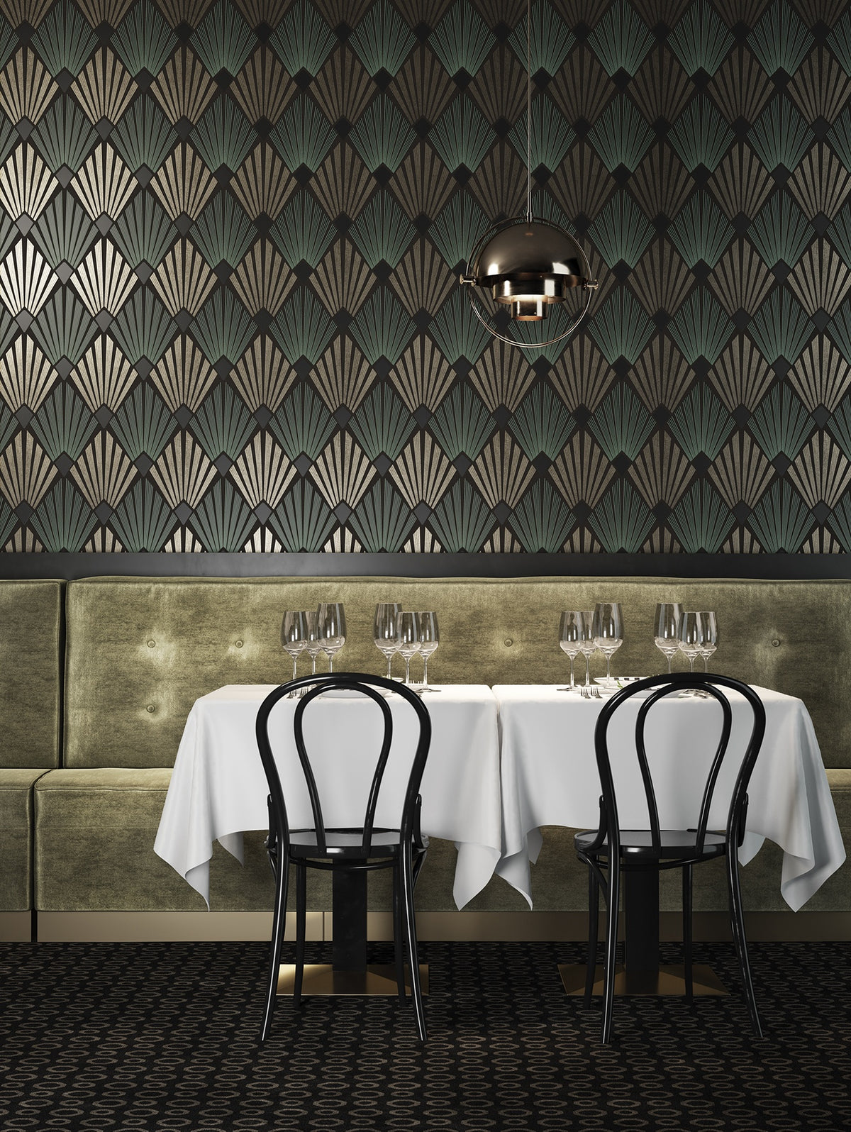 Masureel behang Gatsby Ivy in interieur