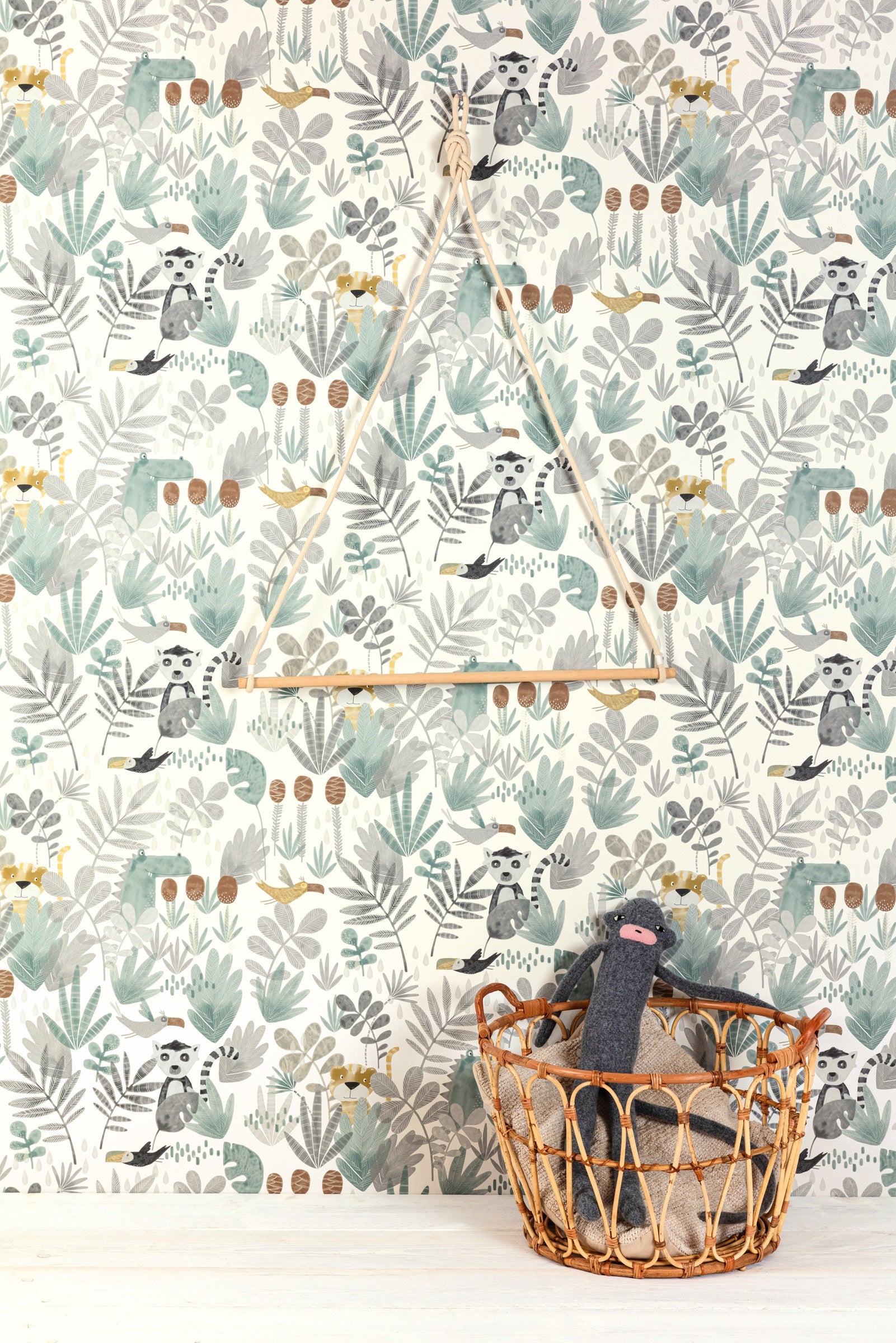 Masureel behang WILDERNESS JADE in interieur