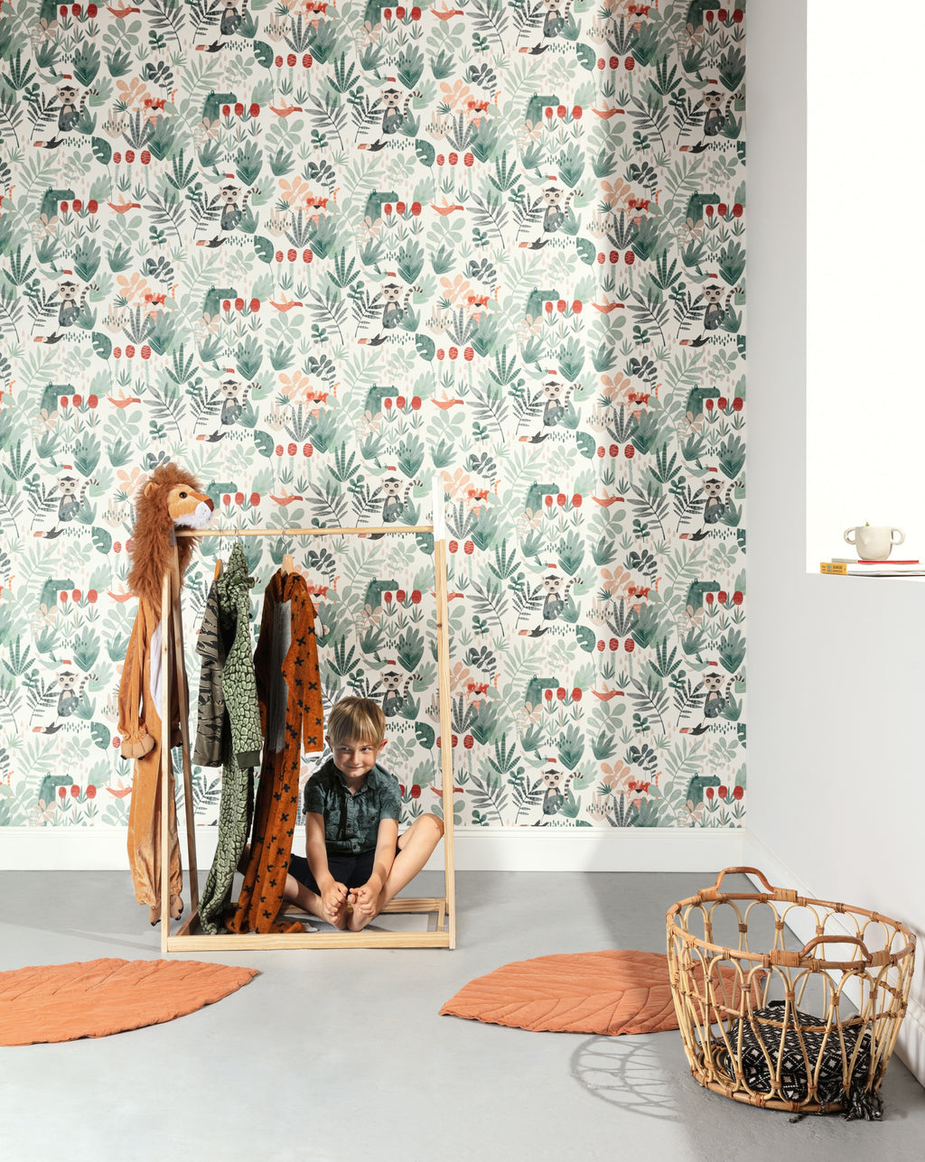 Masureel behang WILDERNESS CORAL in interieur