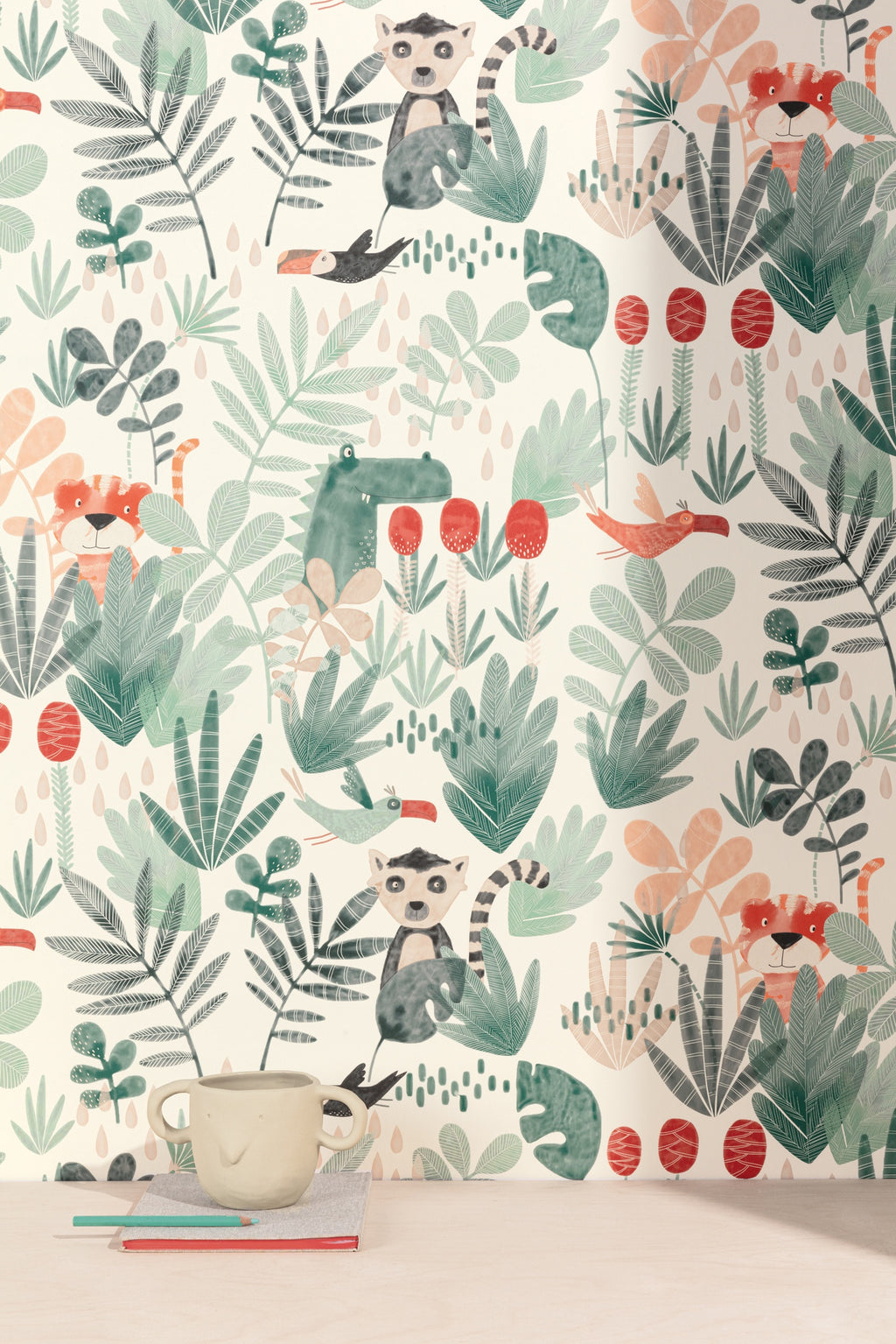 Masureel behang WILDERNESS CORAL in interieur