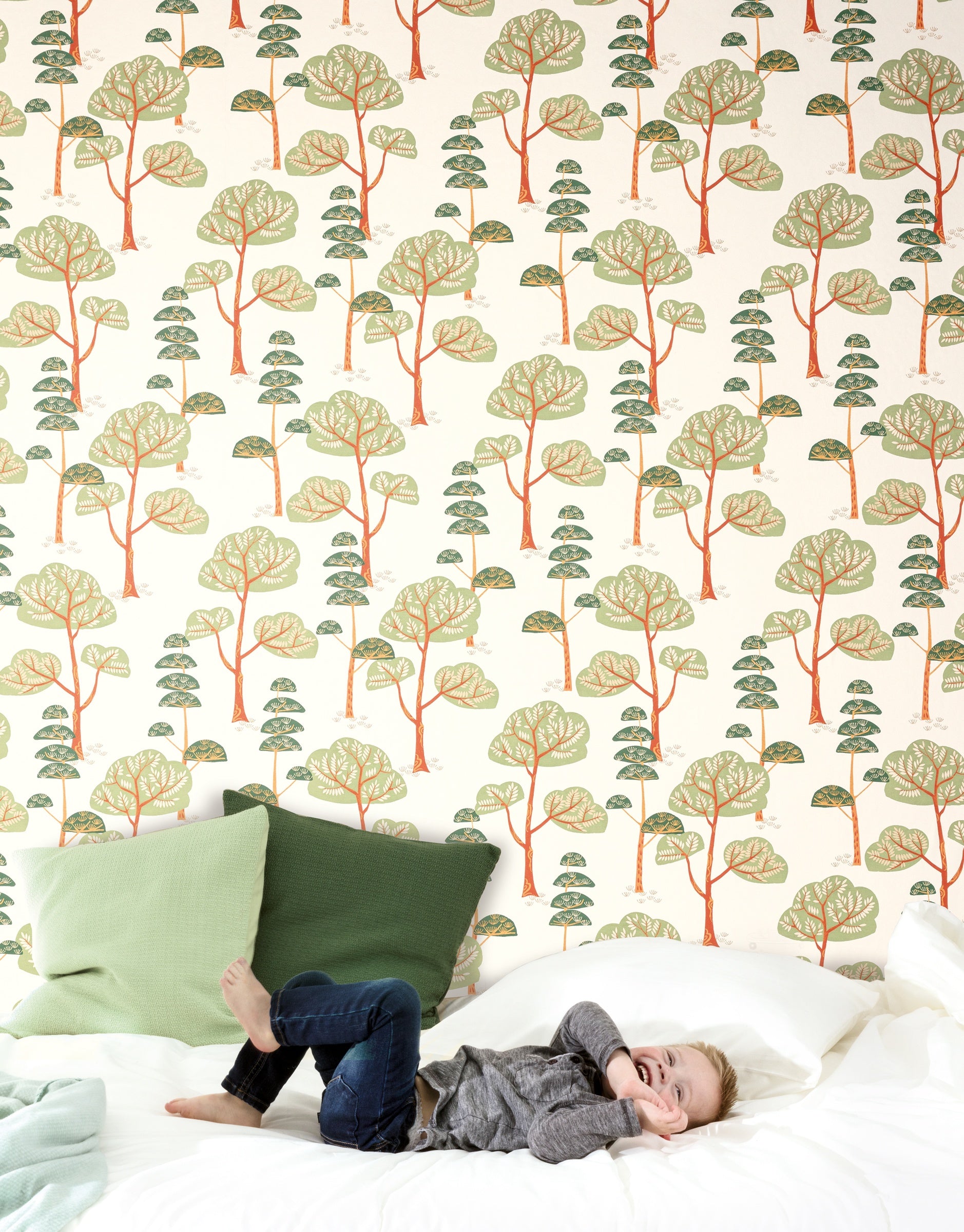 Masureel behang TREES TEAL in interieur