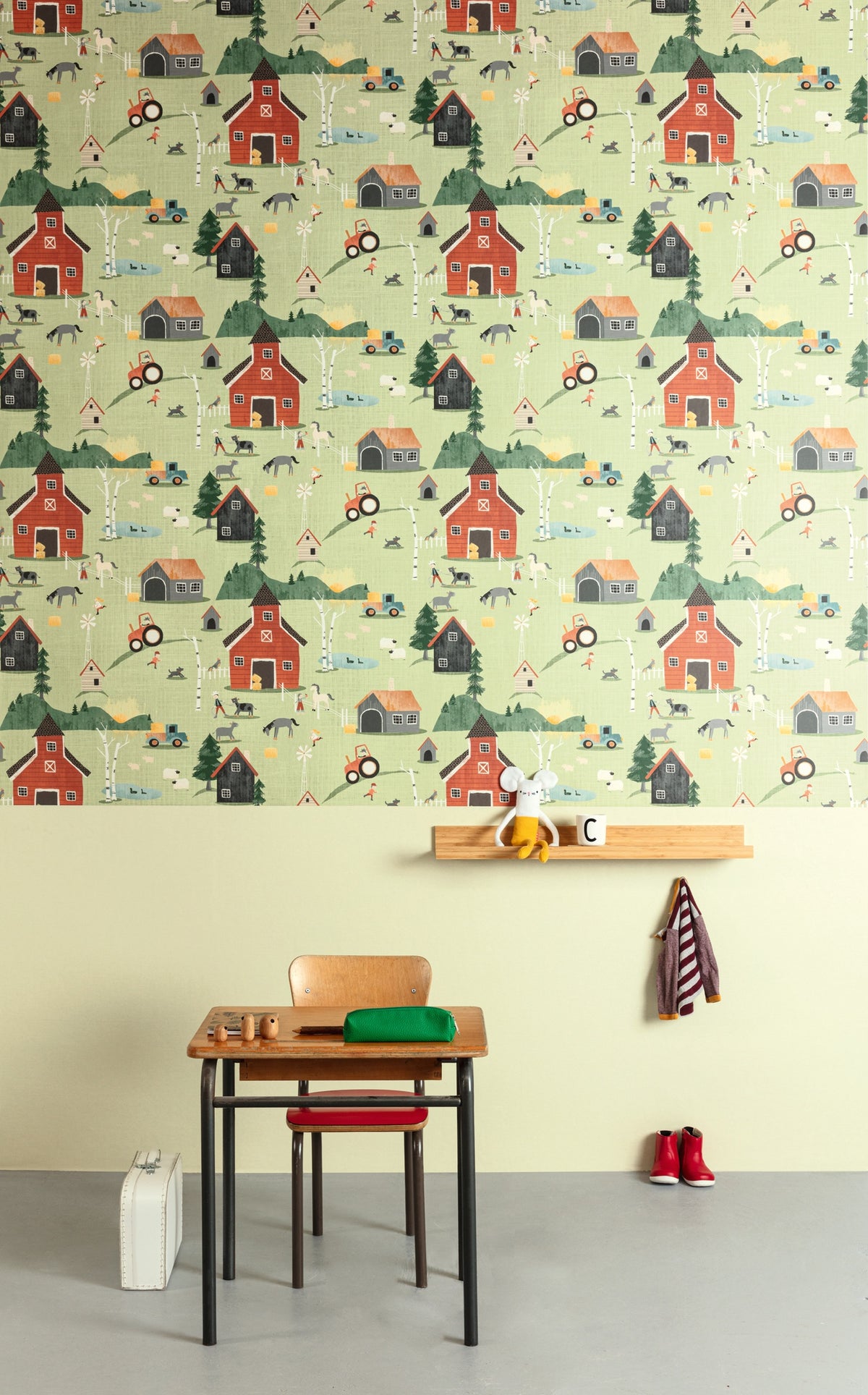 Masureel behang FARM TEAL in interieur