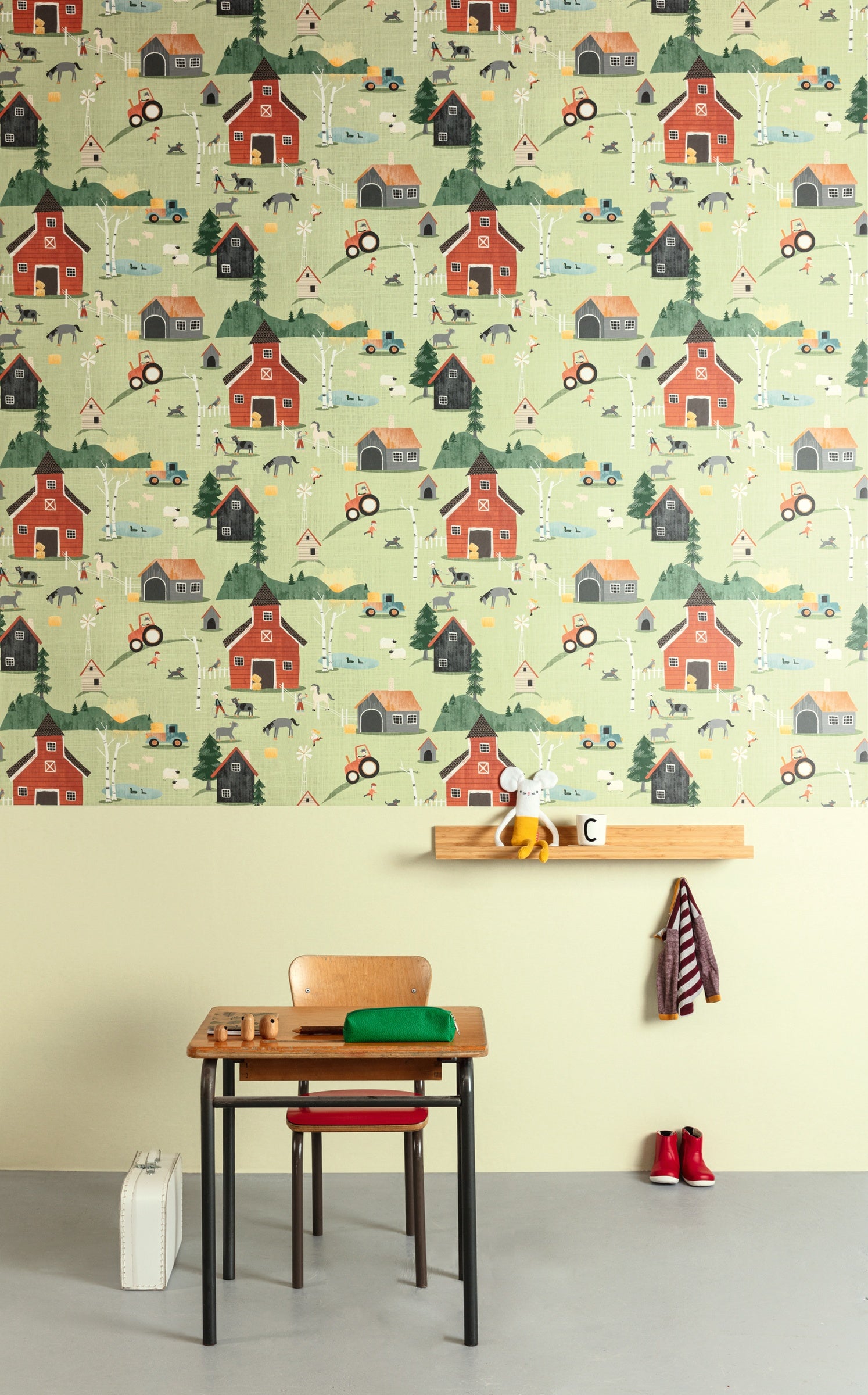 Masureel behang FARM TEAL in interieur