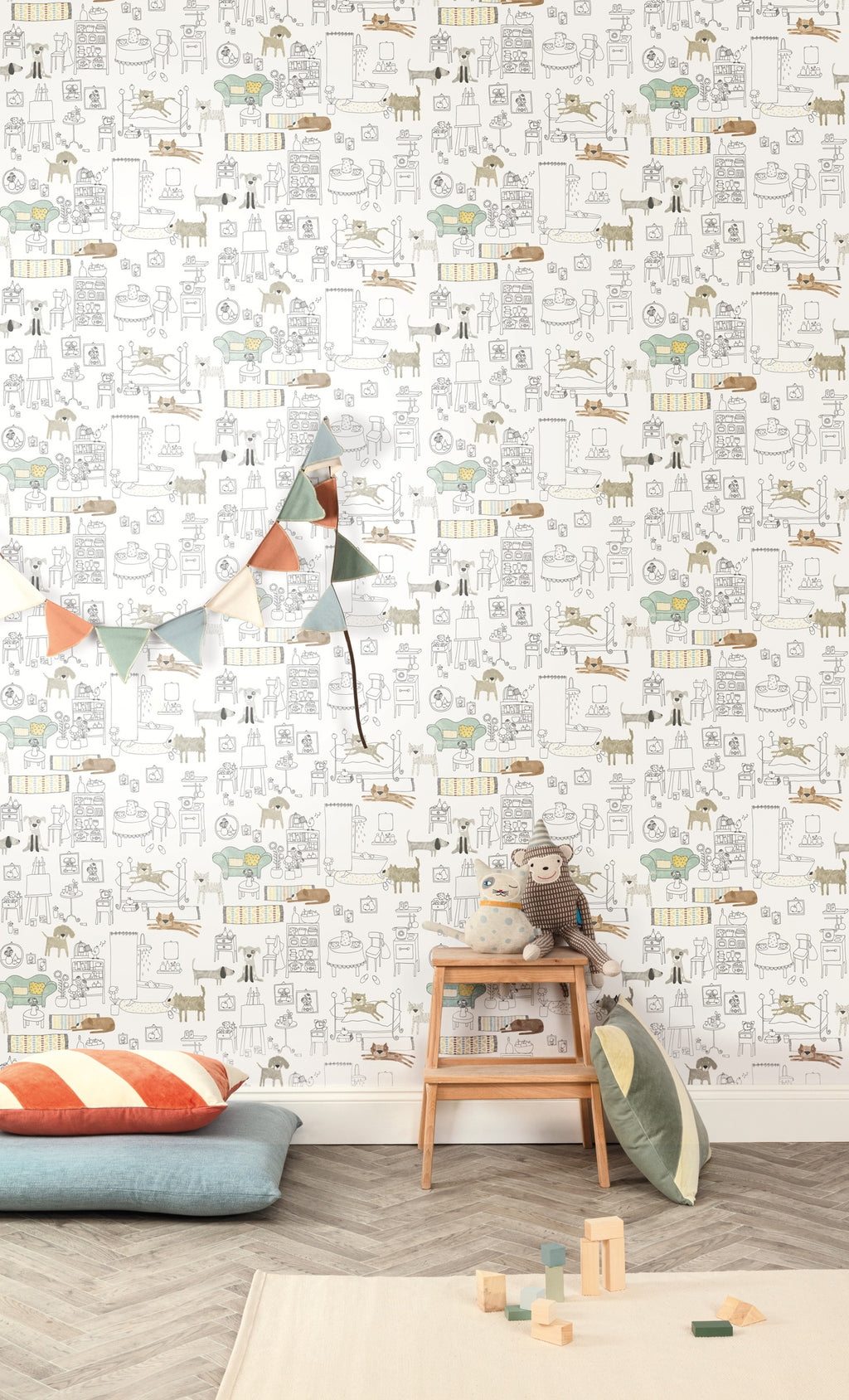 Masureel behang PETS JADE in interieur