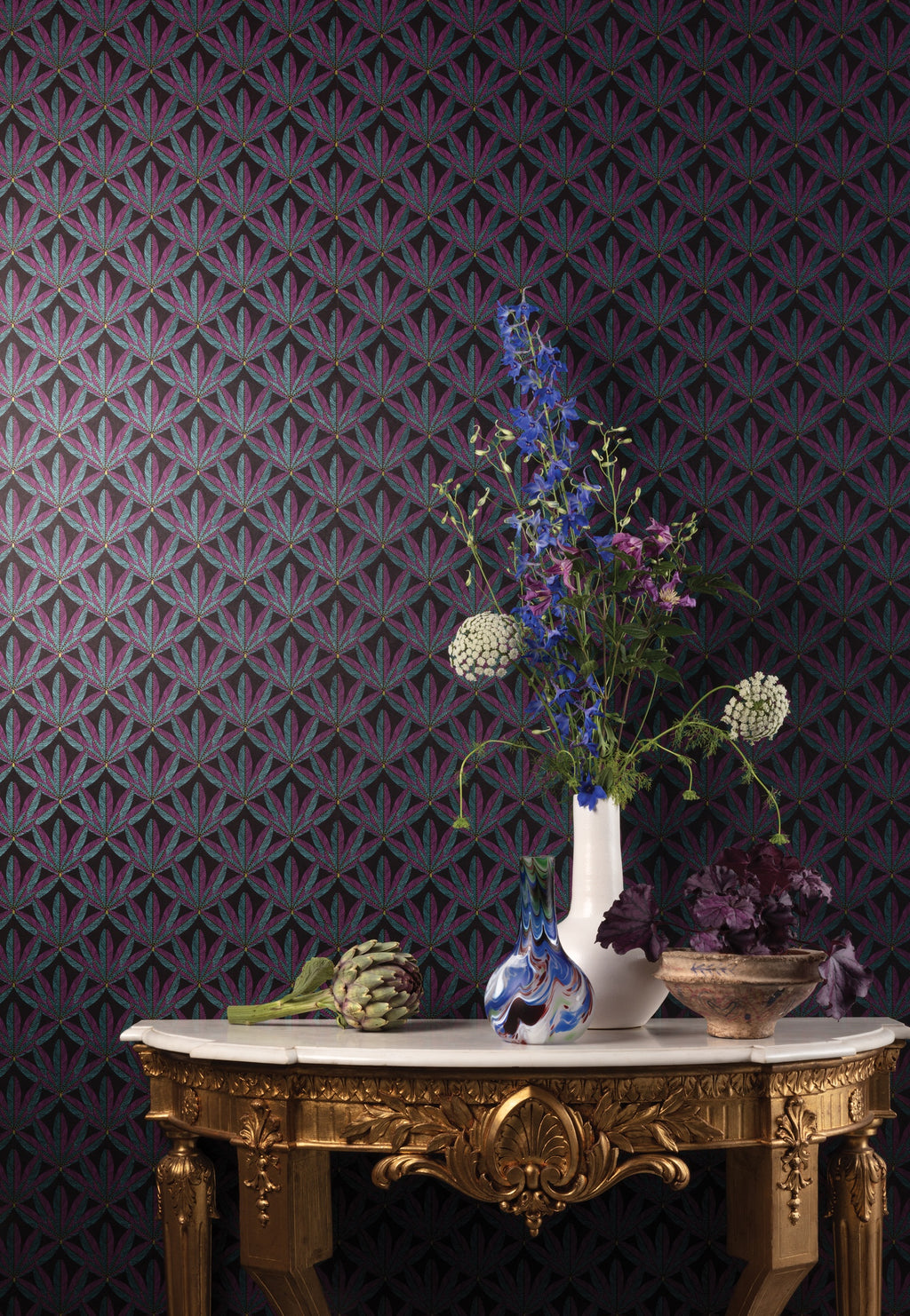 Masureel behang Plume Viridian in interieur