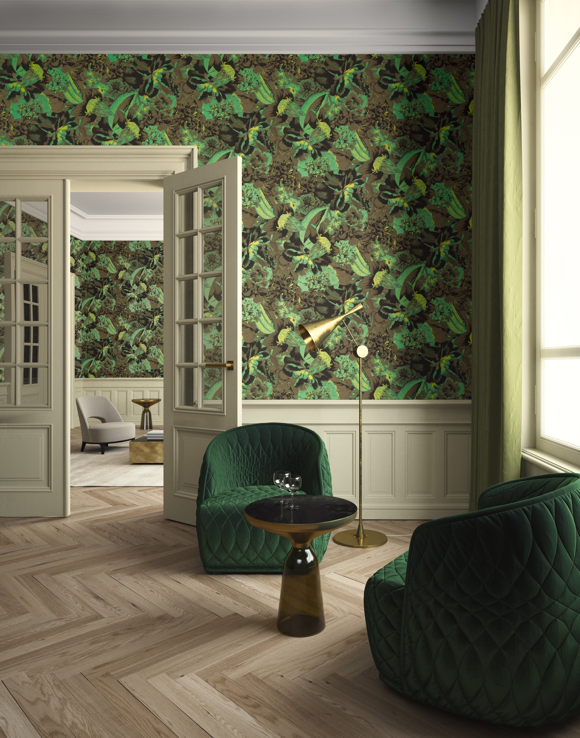 Masureel behang Frida Viridis in interieur
